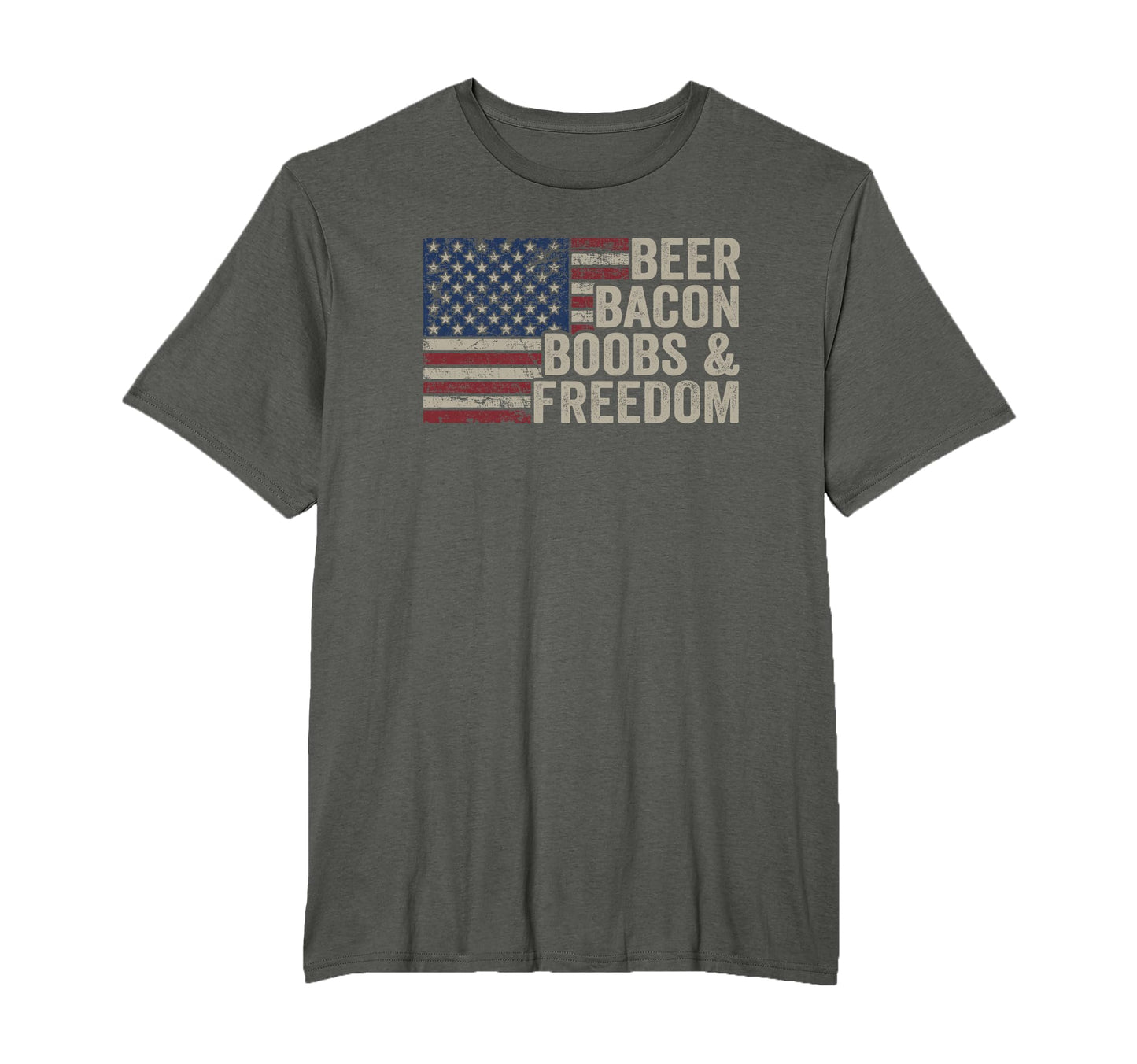 Beer Bacon Boobs Freedom Usa Flag Bbq T-Shirt - Novelty Apparel Unisex - T-Shirt, Sweatshirt, Hoodie