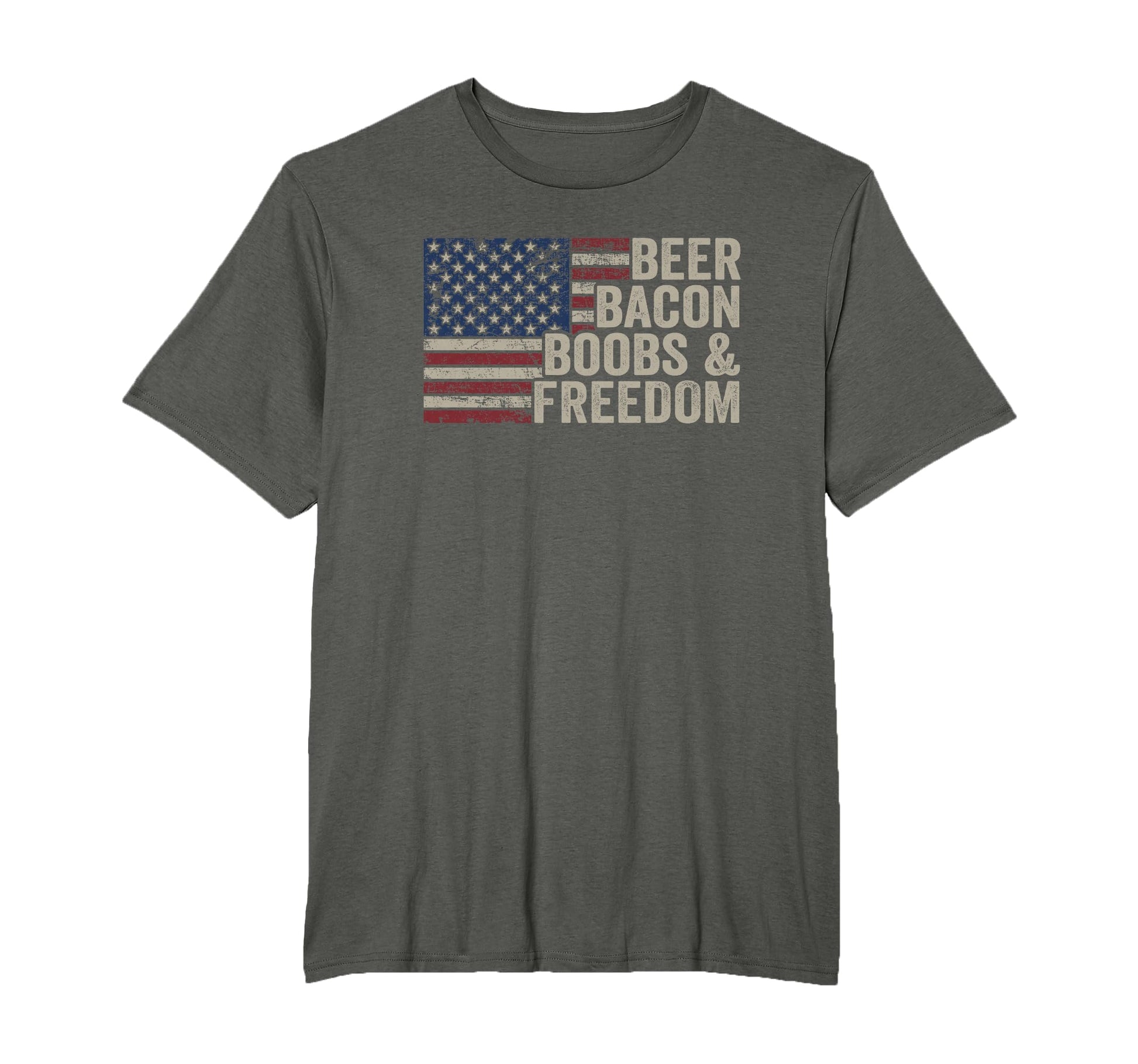 Beer Bacon Boobs Freedom Usa Flag Bbq T-Shirt - Novelty Apparel Unisex - T-Shirt, Sweatshirt, Hoodie