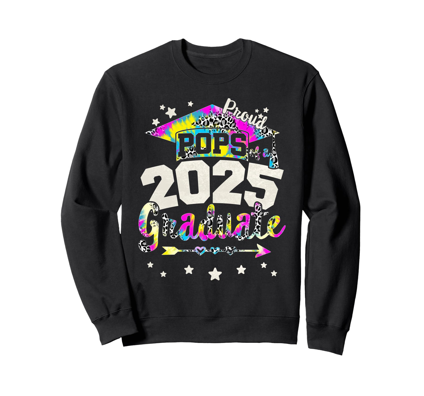 Tie Dye Pops 2025 Graduate Team Senior Sweatshirt - Trendy Graphic Unisex - T-Shirt, Sweatshirt, Hoodie