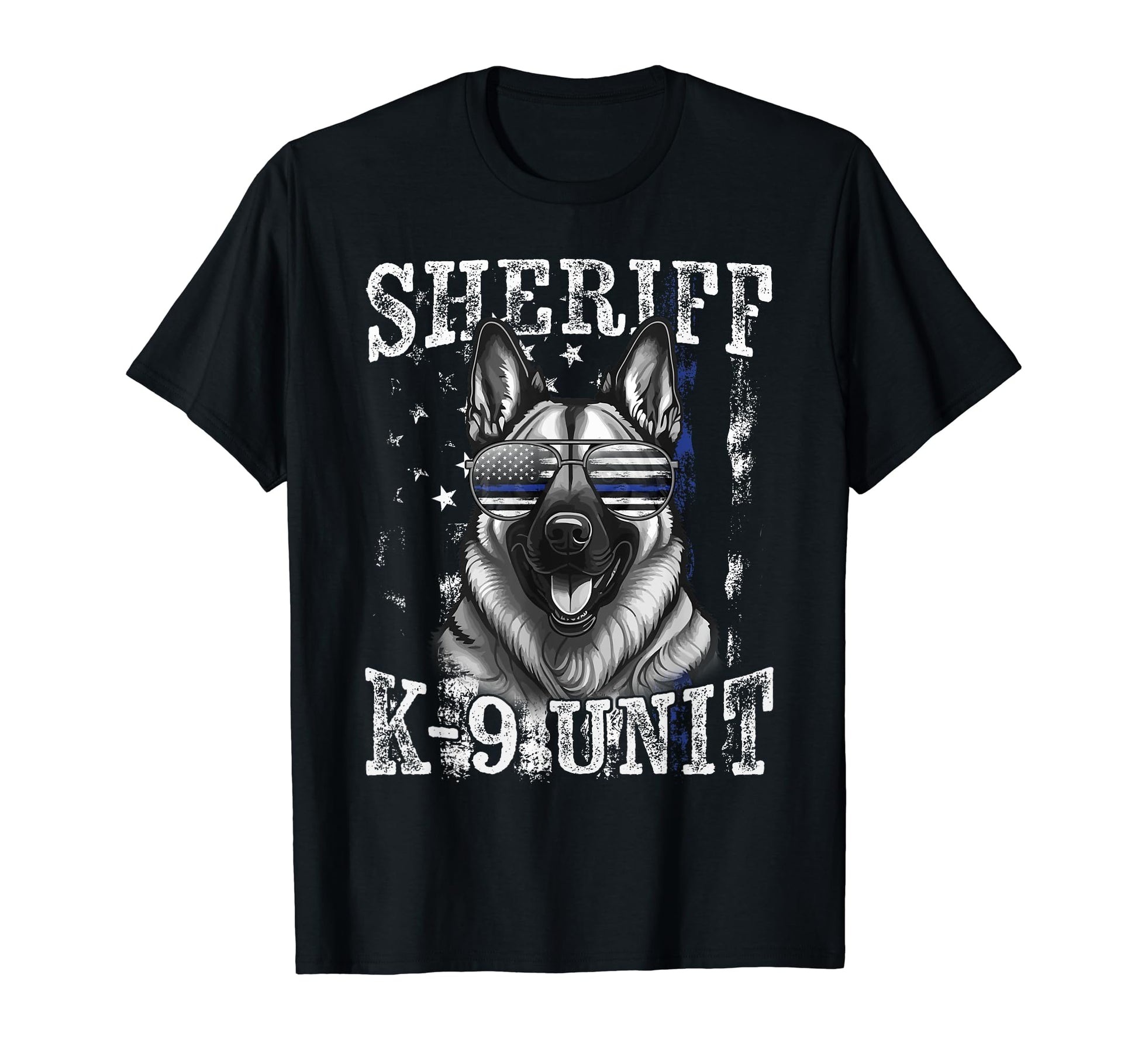 Blue Line American Flag German Shepherd T-Shirt - Trendy Graphic Unisex - T-Shirt, Sweatshirt, Hoodie