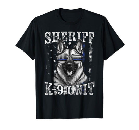 Blue Line American Flag German Shepherd T-Shirt - Trendy Graphic Unisex - T-Shirt, Sweatshirt, Hoodie
