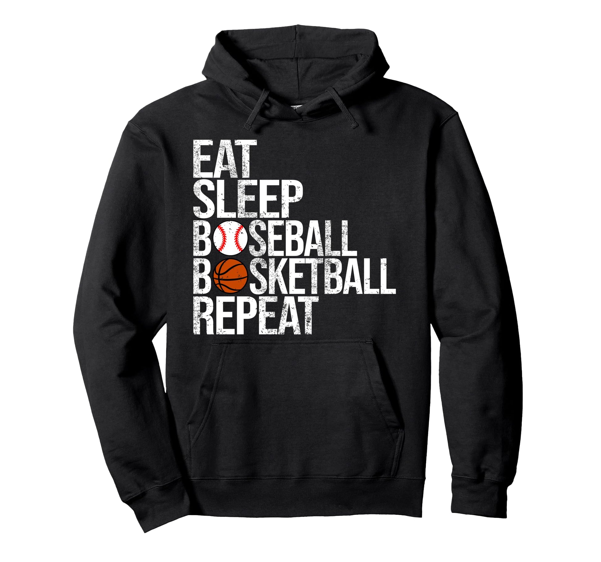 Eat Sleep Baseball Basketball Repeat Hoodie - Custom Art Print for Adults - T-Shirt, Sweatshirt, Hoodie