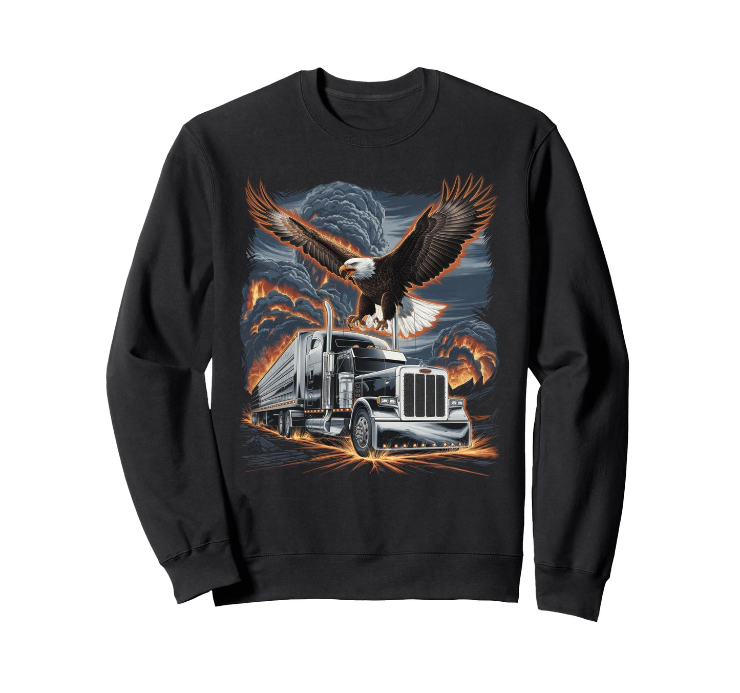 American Flag Trucker Dad Big Rig Sweatshirt - Streetwear Style Men Women - T-Shirt, Sweatshirt, Hoodie