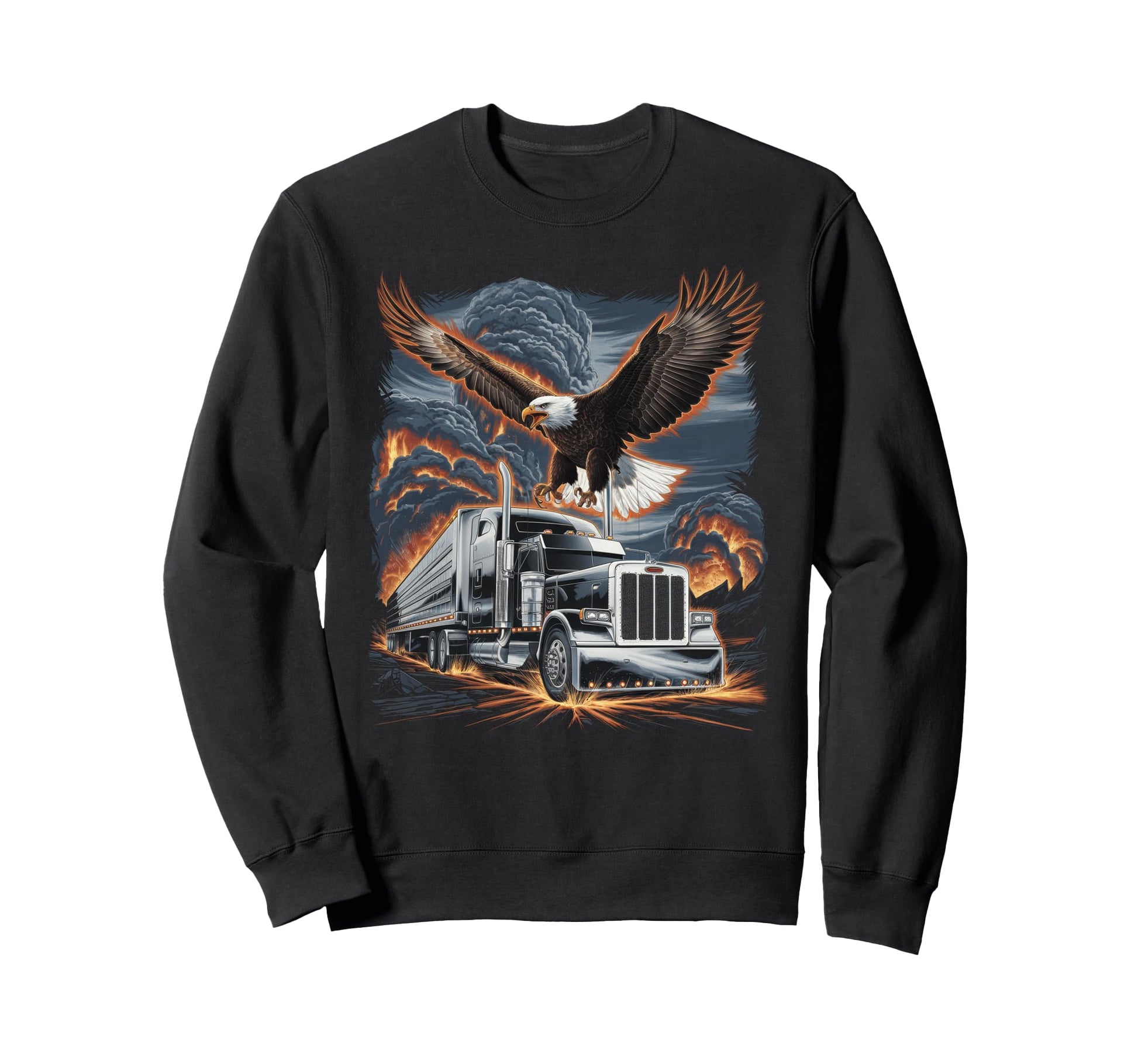 American Flag Trucker Dad Big Rig Sweatshirt - Streetwear Style Men Women - T-Shirt, Sweatshirt, Hoodie