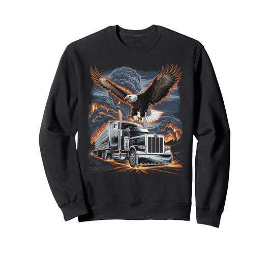 American Flag Trucker Dad Big Rig Sweatshirt - Streetwear Style Men Women - T-Shirt, Sweatshirt, Hoodie
