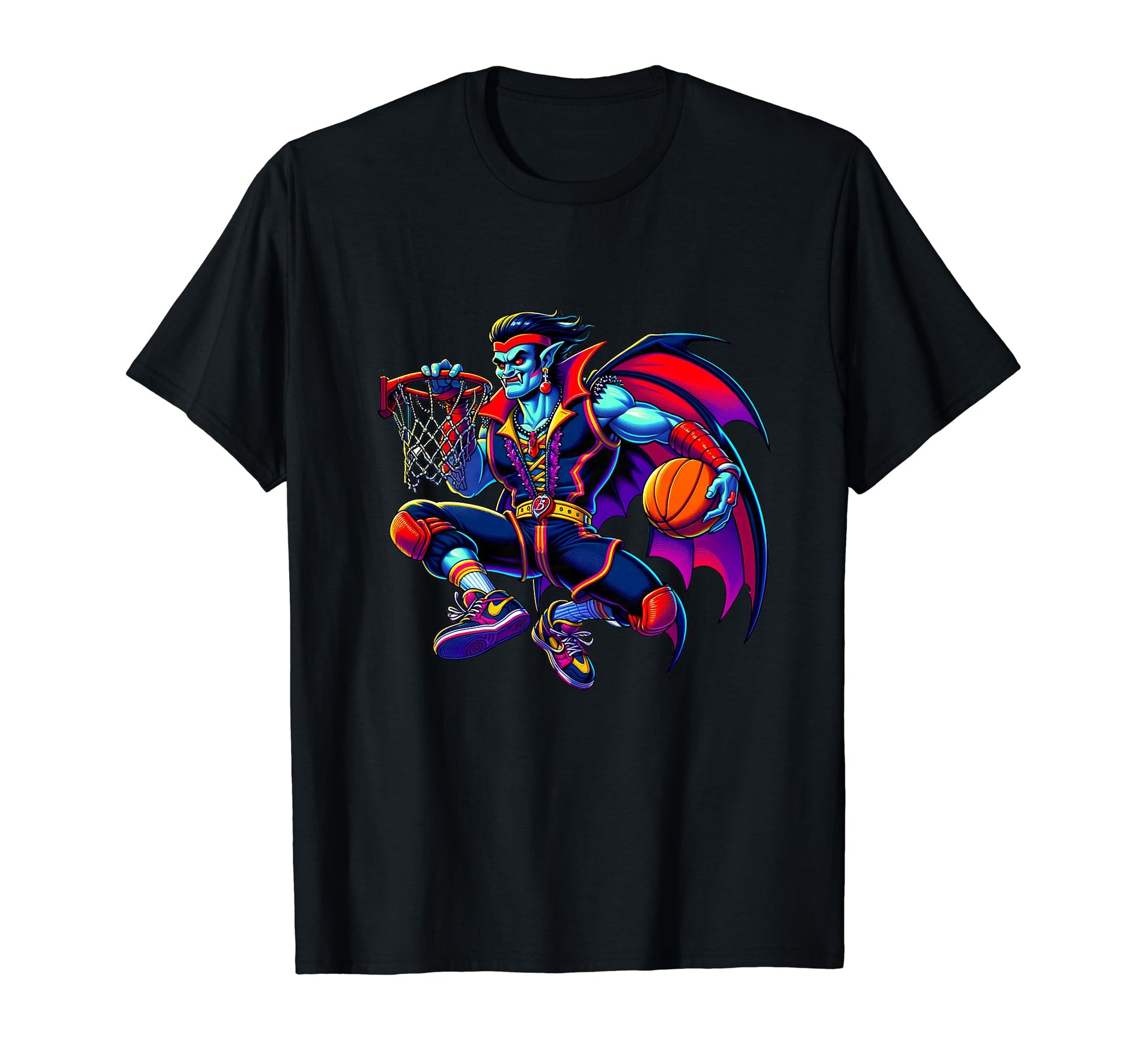 Halloween Vampire Basketball Player Dunk T-Shirt - Graphic Print Unisex - T-Shirt, Sweatshirt, Hoodie