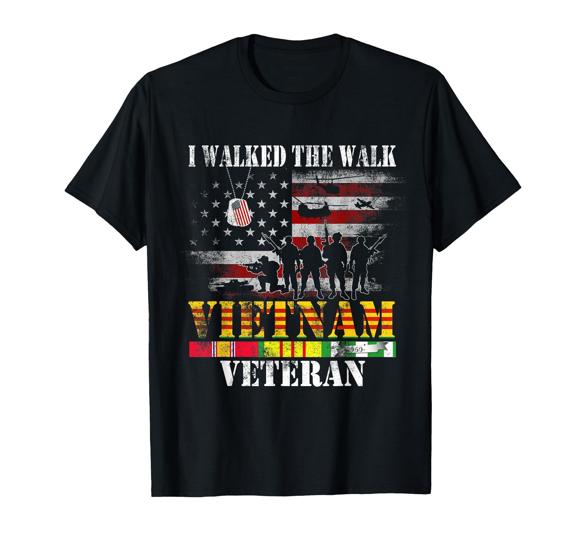 I Walked Walk Vietnam Veteran Flag T-Shirt - Unique Graphic Unisex - T-Shirt, Sweatshirt, Hoodie