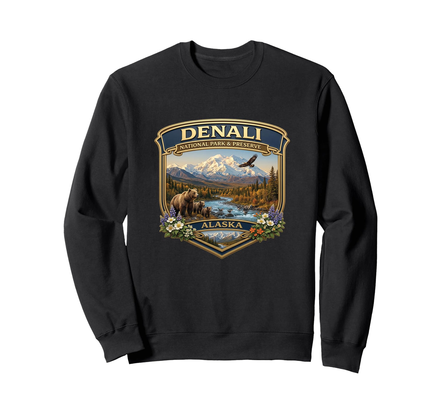 Denali National Park Alaska Sweatshirt - Minimalist Print Men Women - T-Shirt, Sweatshirt, Hoodie