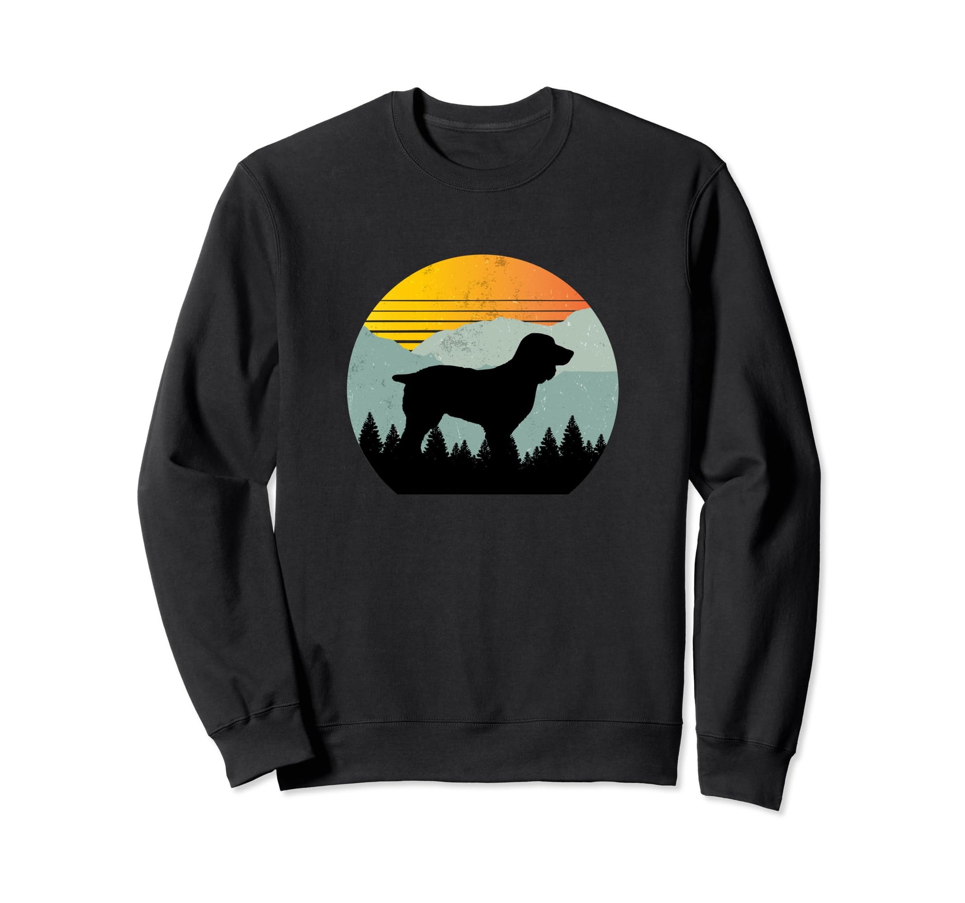 Boykin Dog Sunset Distressed Hiking Sweatshirt - Custom Art Print Unisex - T-Shirt, Sweatshirt, Hoodie