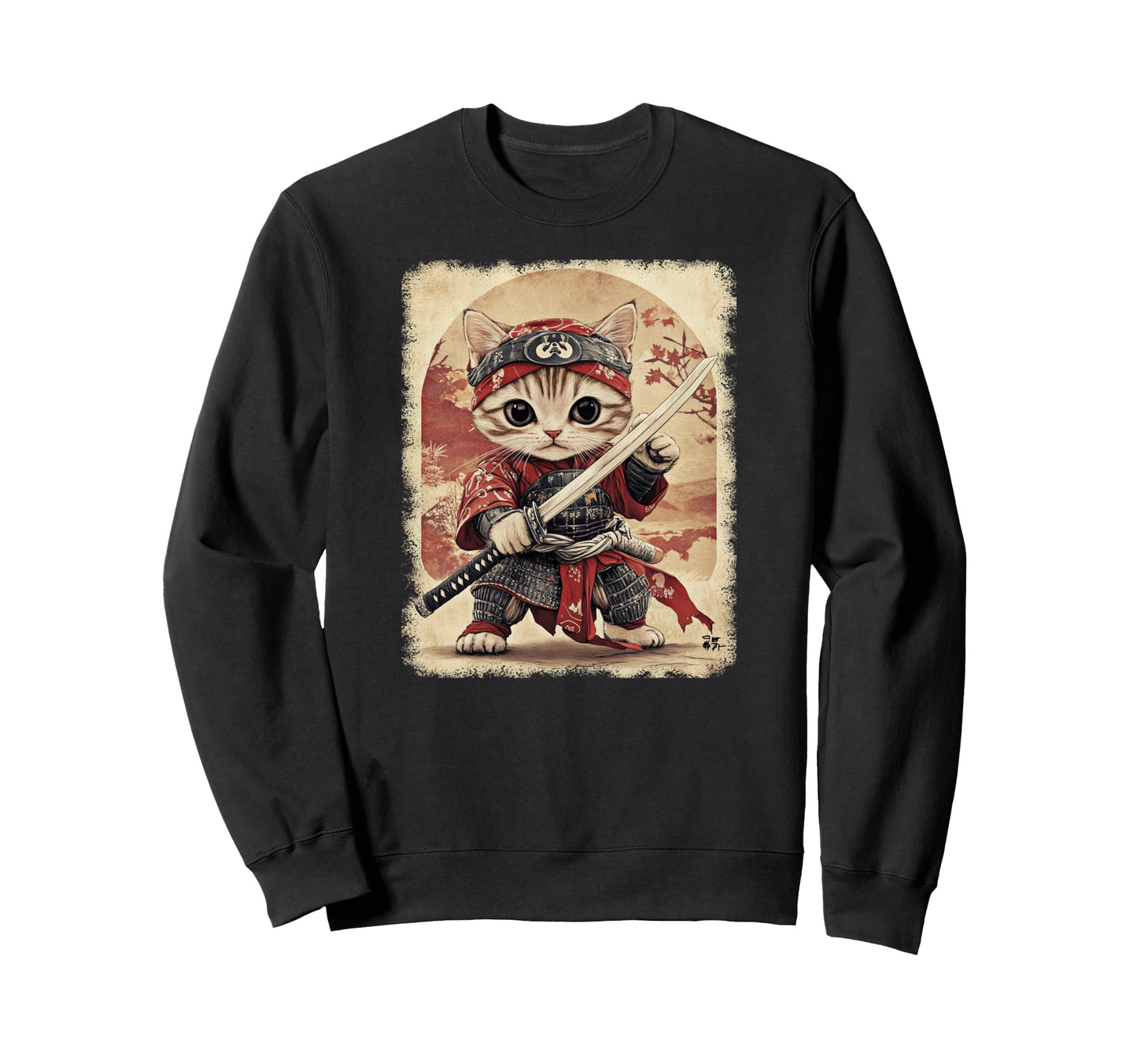 Japanese Samurai Kitten Kawaii Ninja Sweatshirt - Novelty Apparel Unisex - T-Shirt, Sweatshirt, Hoodie