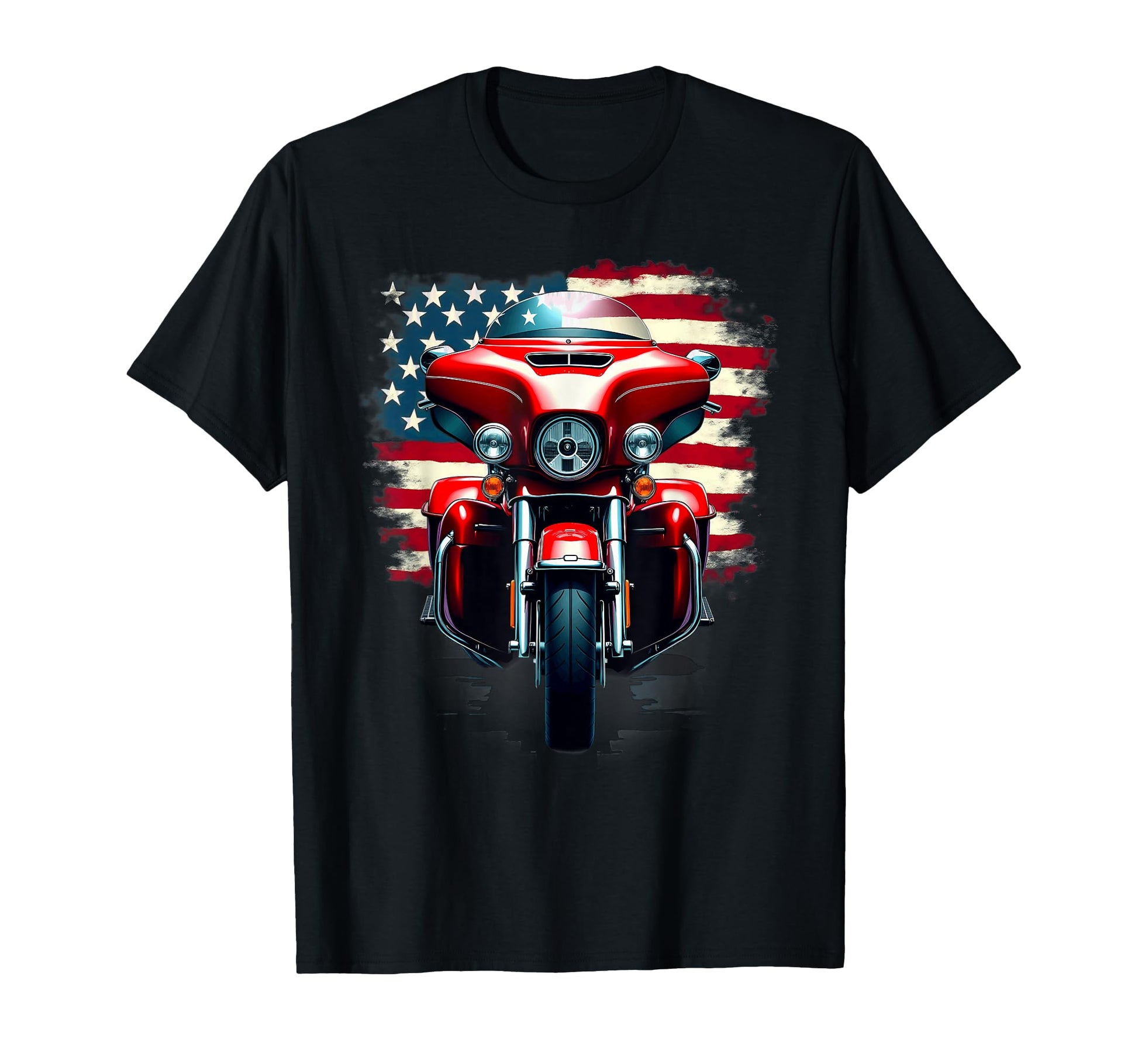 Us Flag Patriotic Motorcycle Trike T-Shirt - Custom Art Print Men Women - T-Shirt, Sweatshirt, Hoodie