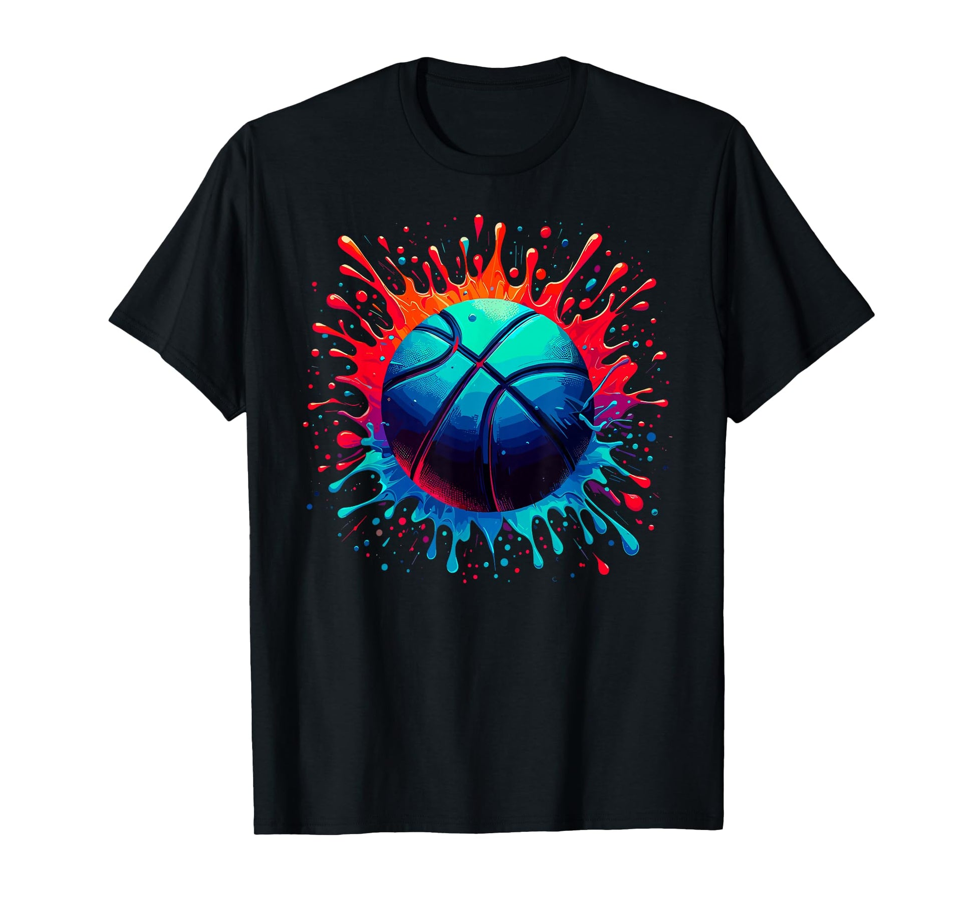 Colorful Paints Splash Basketball T-Shirt - Novelty Apparel for Adults - T-Shirt, Sweatshirt, Hoodie