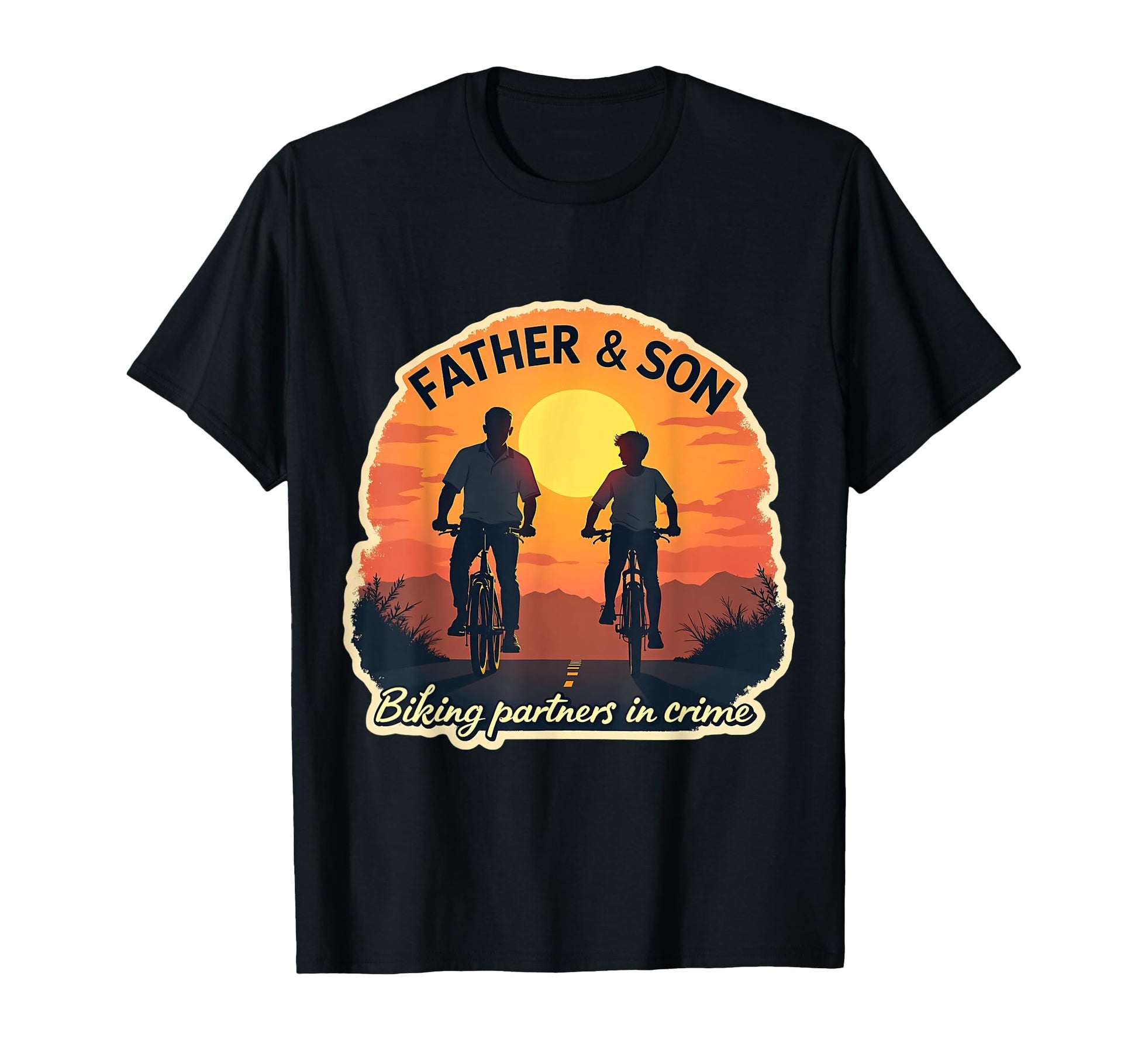 Father And Son Biking Partners Crime T-Shirt - Custom Art Print Men Women - T-Shirt, Sweatshirt, Hoodie