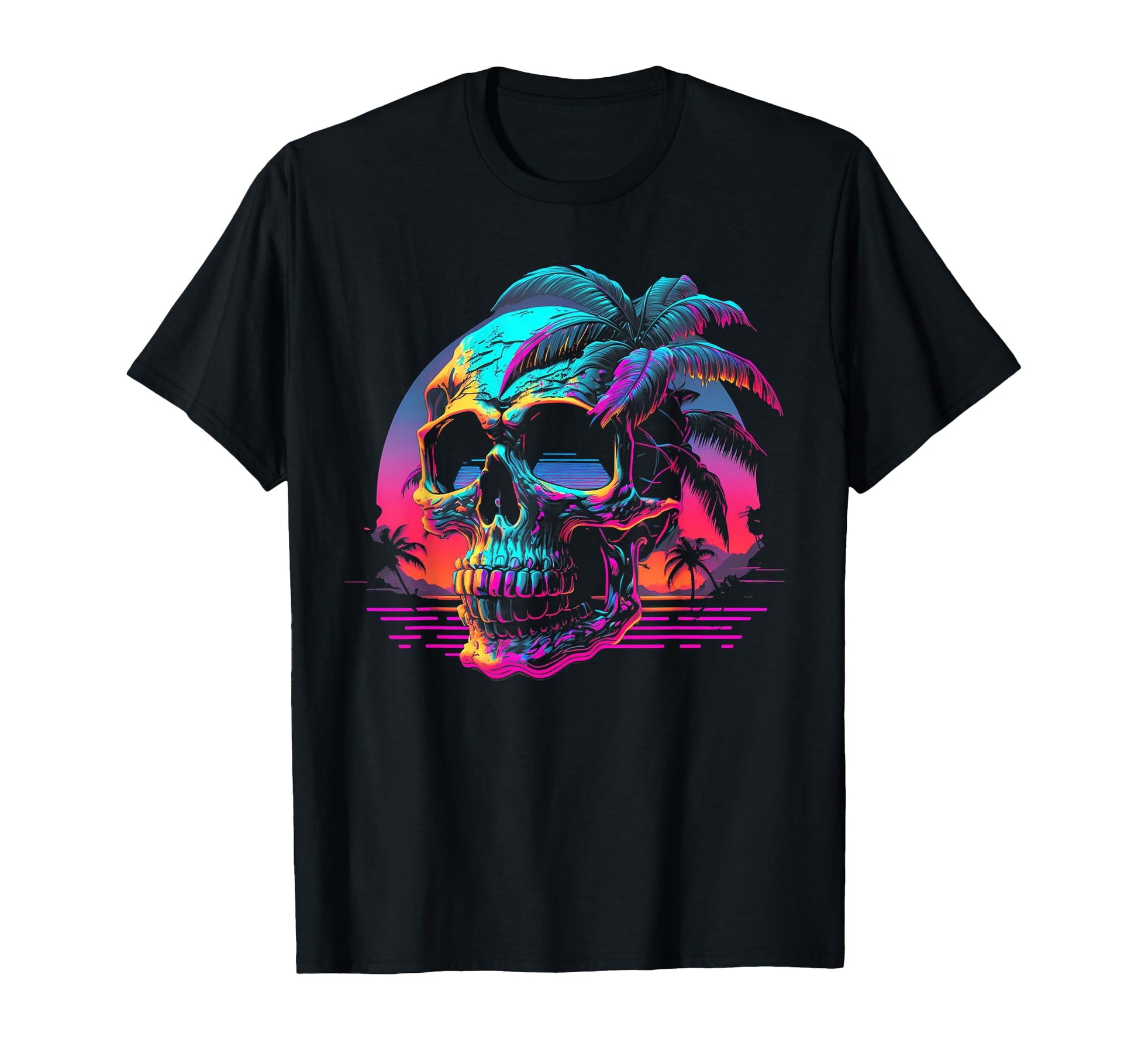 Skull Vaporwave Retrowave Aesthetic T-Shirt - Aesthetic Graphic Men Women - T-Shirt, Sweatshirt, Hoodie