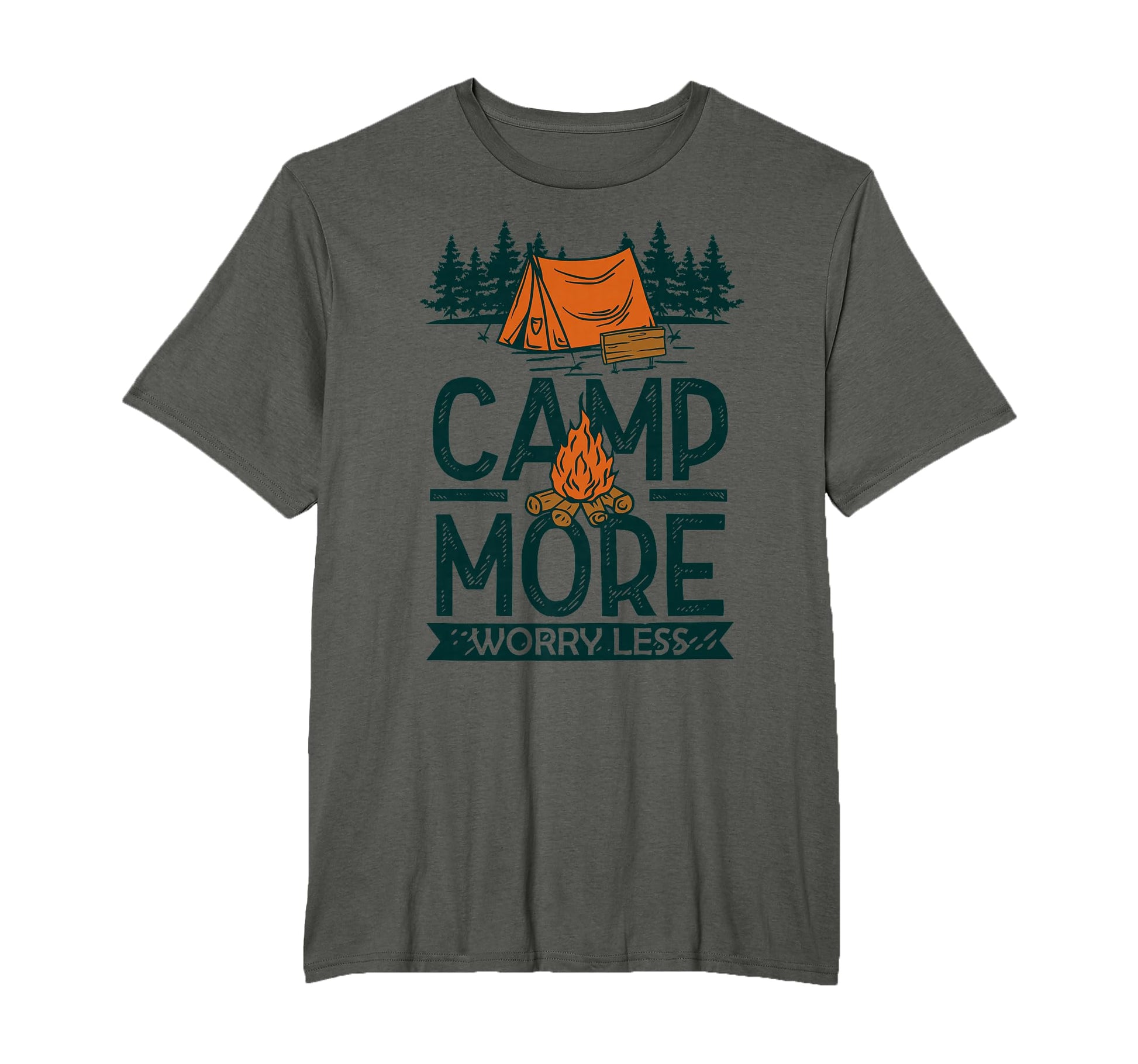 Camp More Worry Less Camp Funny Camper T-Shirt - Trendy Graphic for Adults - T-Shirt, Sweatshirt, Hoodie