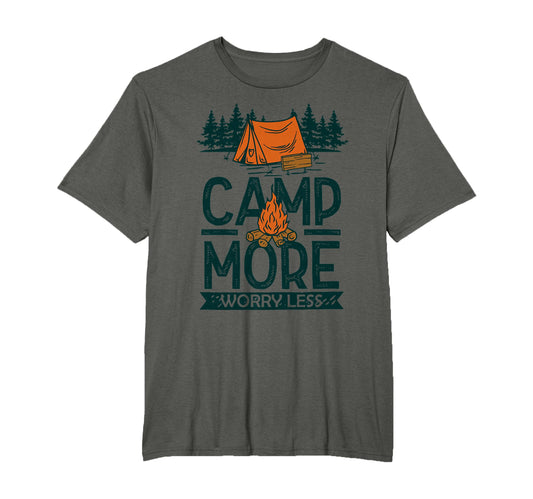 Camp More Worry Less Camp Funny Camper T-Shirt - Trendy Graphic for Adults - T-Shirt, Sweatshirt, Hoodie