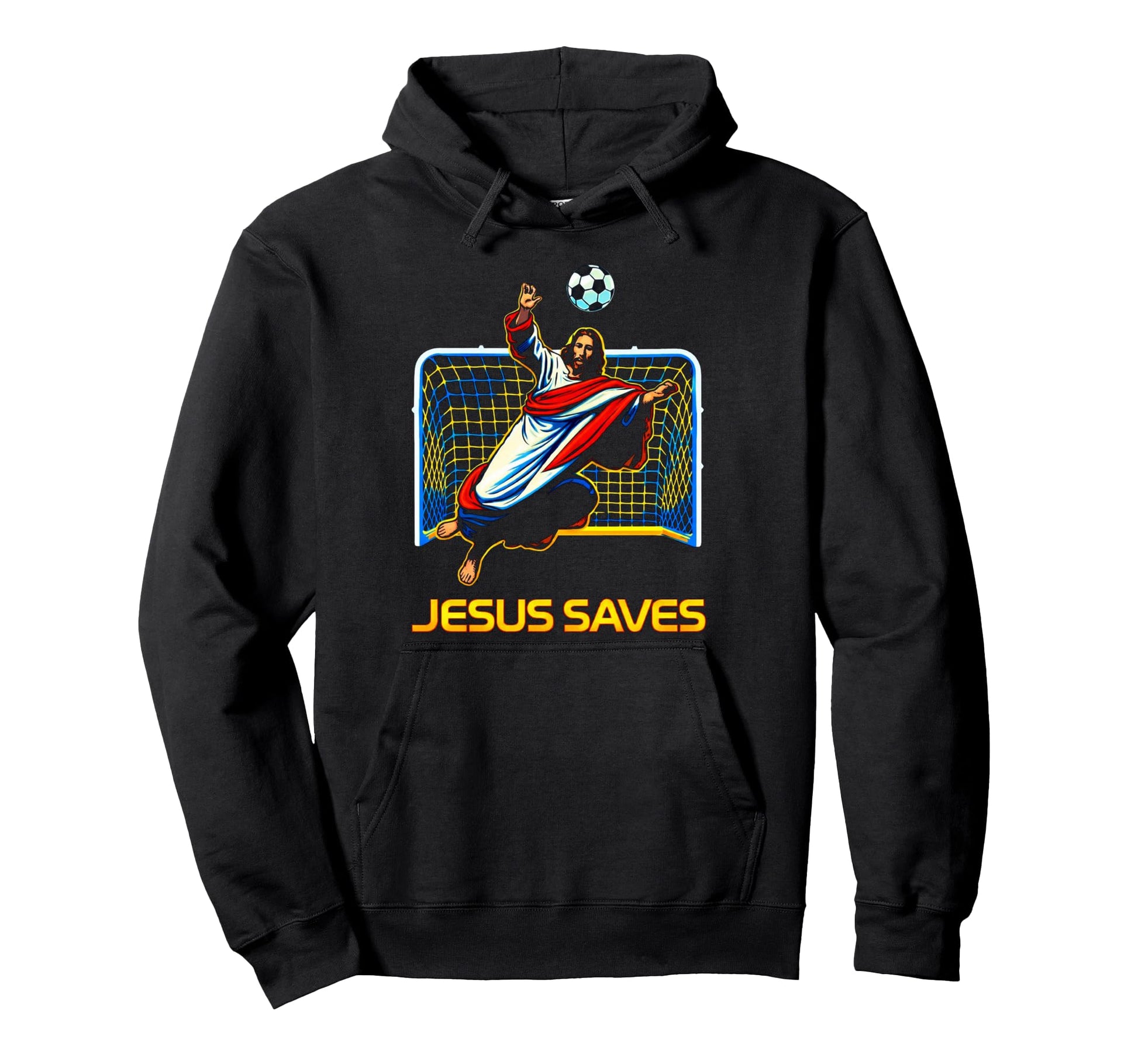 Jesus Saves Soccer Goalie Christian Hoodie - Streetwear Style for Adults - T-Shirt, Sweatshirt, Hoodie