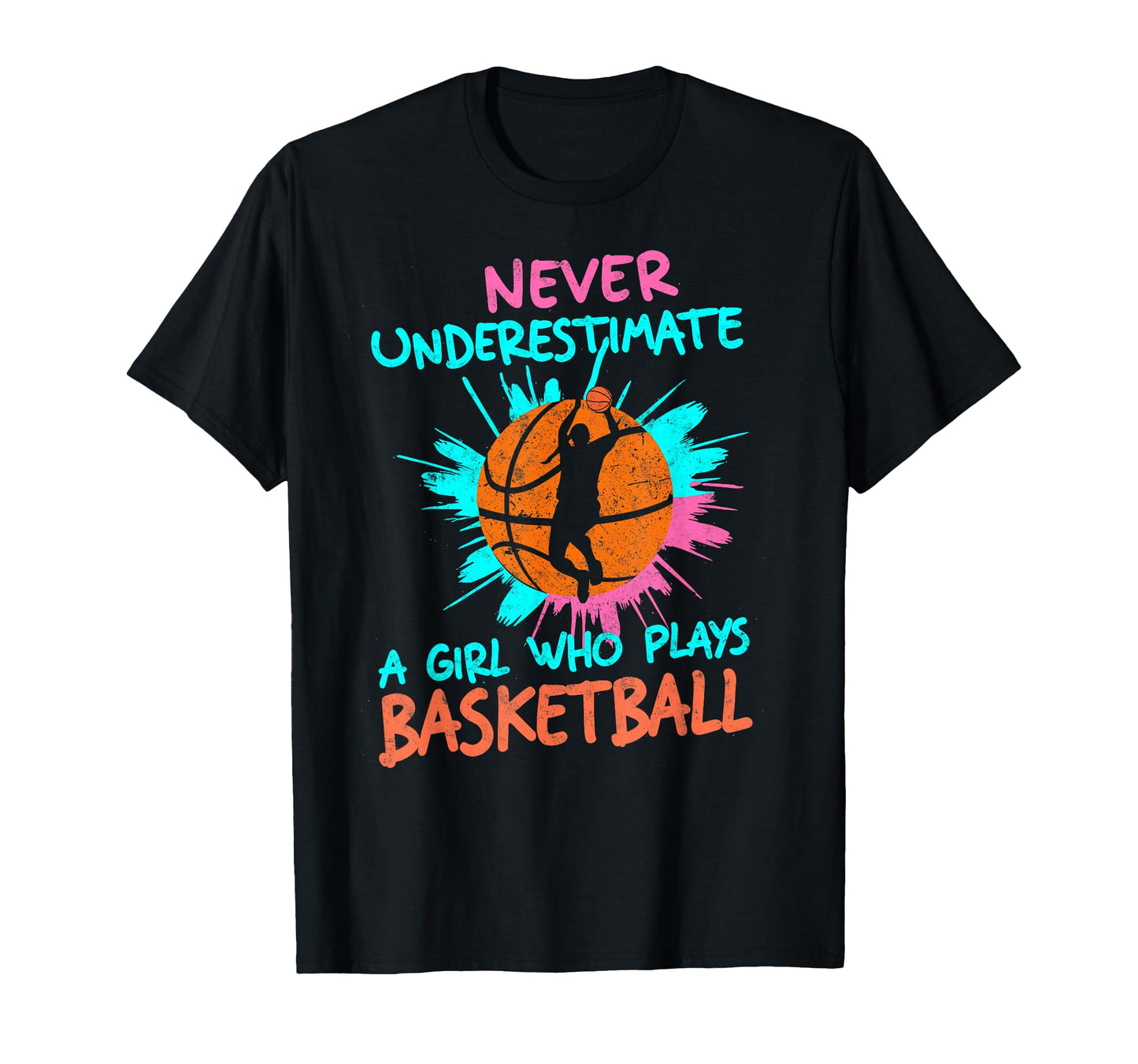 Never Underestimate Who Plays Basketball T-Shirt - Trendy Graphic Unisex - T-Shirt, Sweatshirt, Hoodie