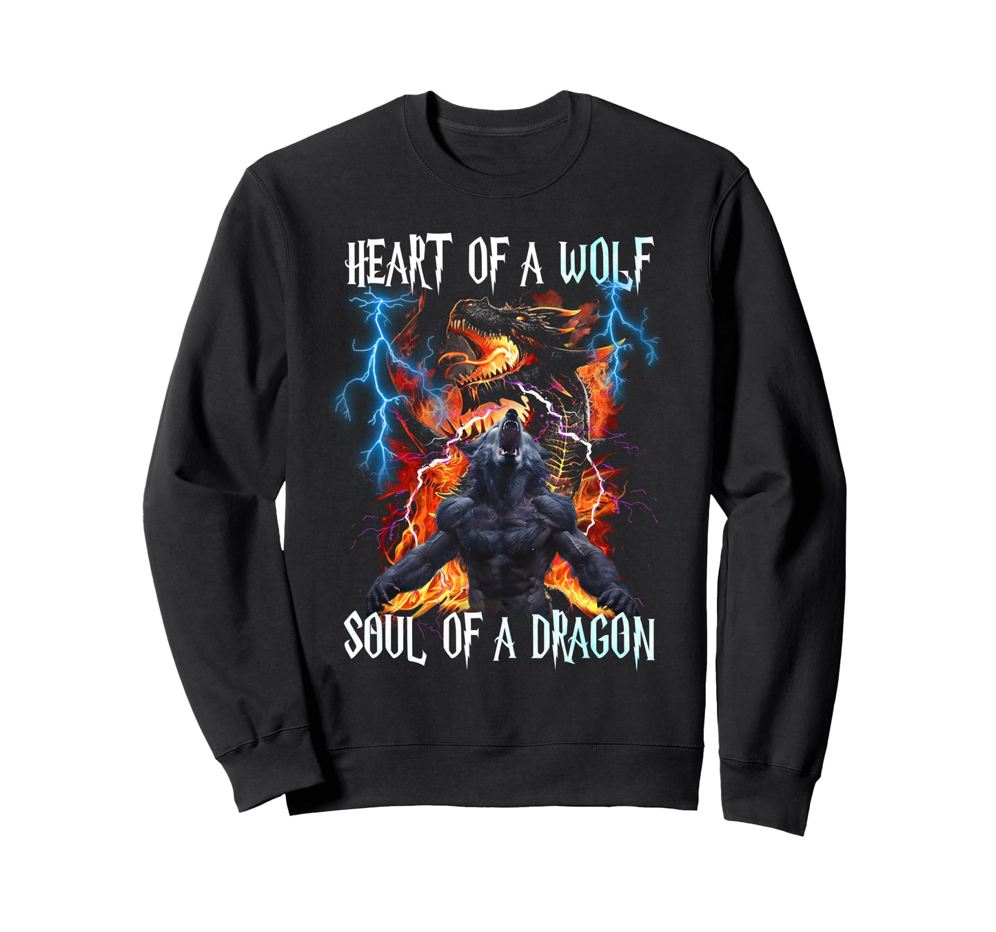 Heart Wolf Soul Dragon Dragon Wolf Sweatshirt - Novelty Apparel Unisex - T-Shirt, Sweatshirt, Hoodie