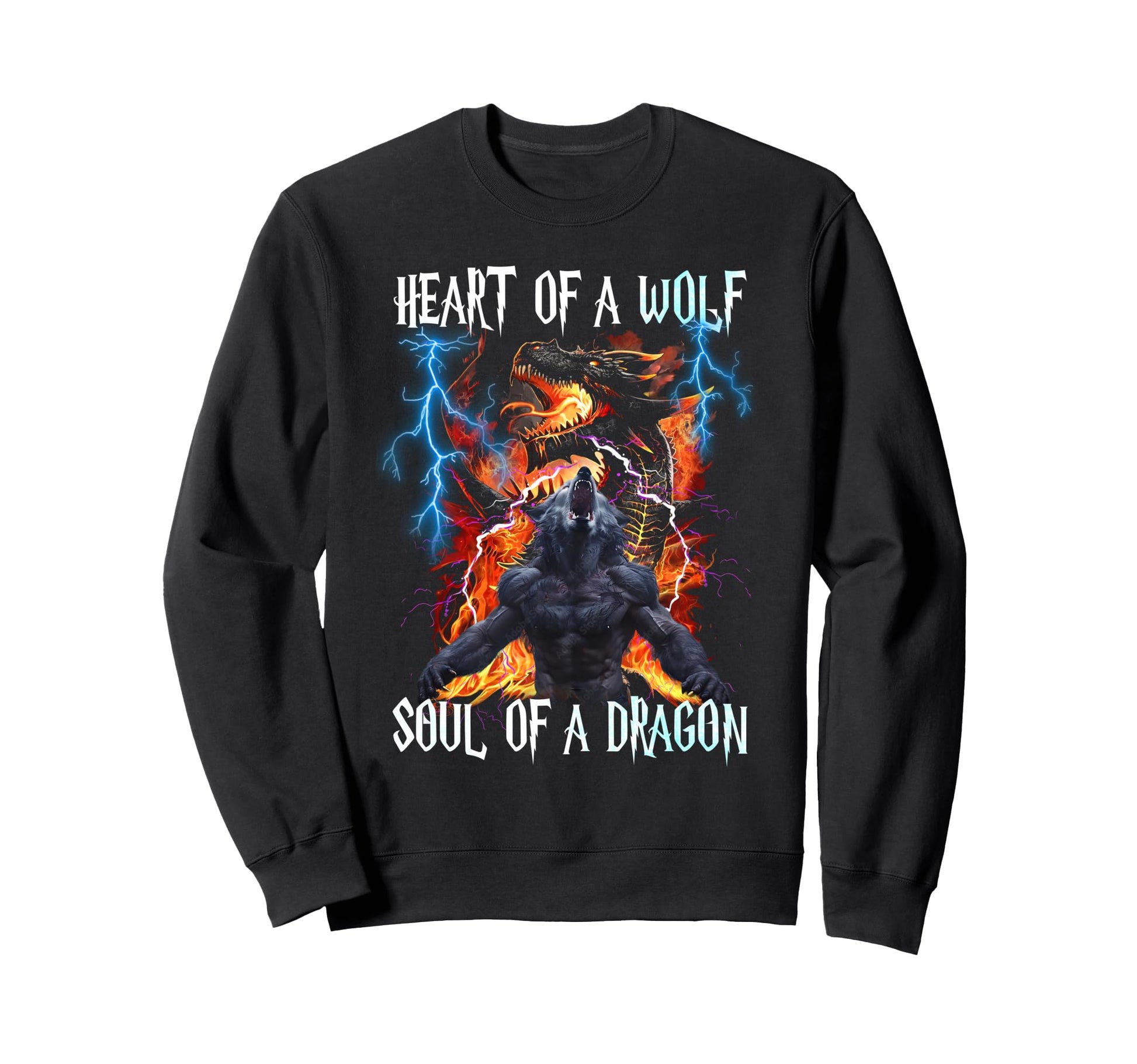 Heart Wolf Soul Dragon Dragon Wolf Sweatshirt - Novelty Apparel Unisex - T-Shirt, Sweatshirt, Hoodie