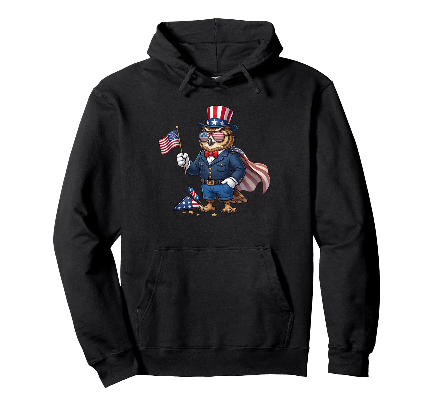 Funny Owl American Usa Flag Memorial Hoodie - Aesthetic Graphic Men Women - T-Shirt, Sweatshirt, Hoodie