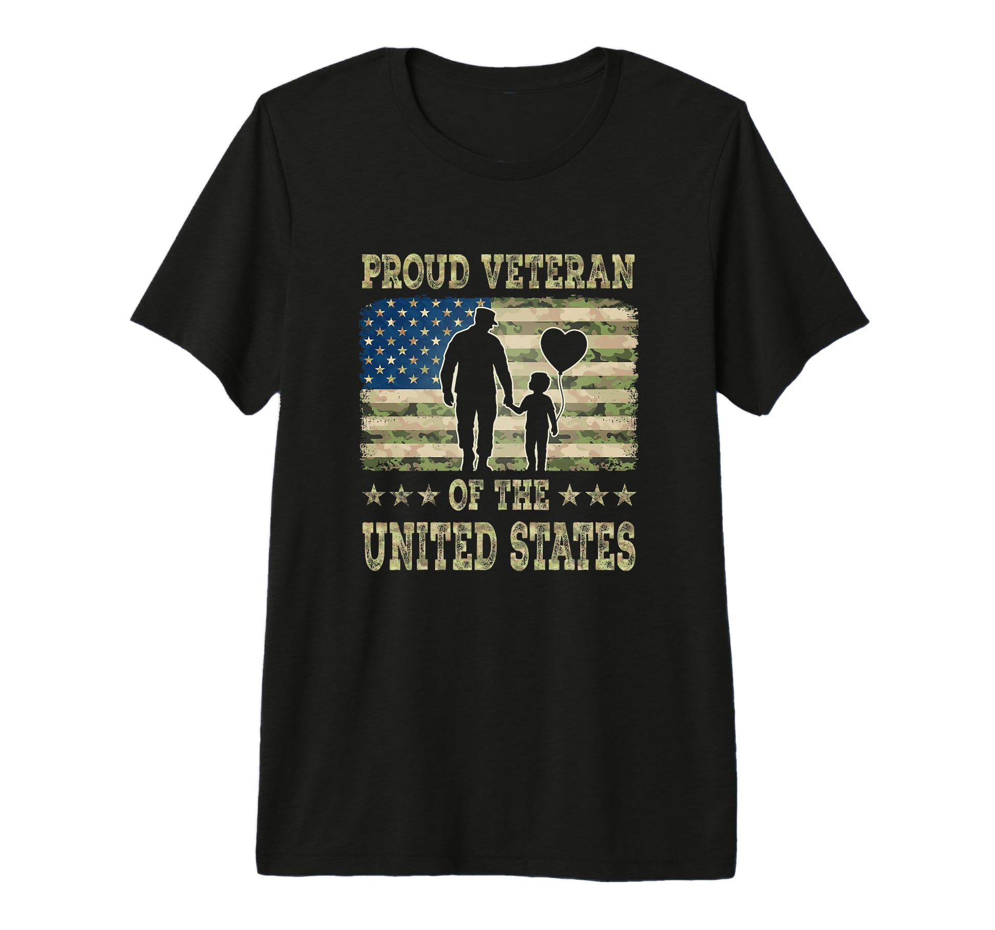 Proud Veteran Camouflage Flag Military T-Shirt - Novelty Apparel Unisex - T-Shirt, Sweatshirt, Hoodie