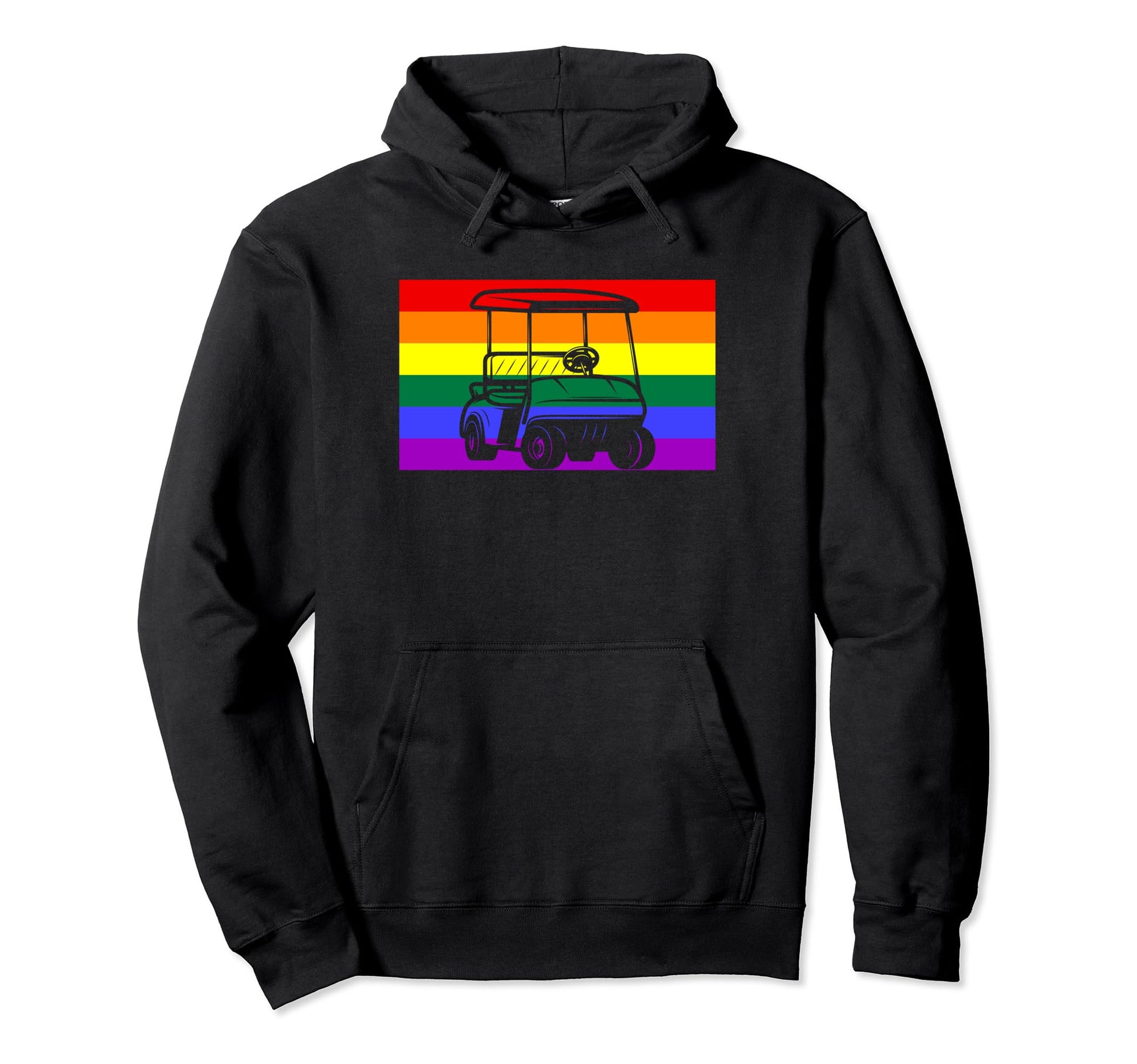 Golf Cart Gay Pride Flag Lgbtq Hoodie - Custom Art Print for Adults - T-Shirt, Sweatshirt, Hoodie