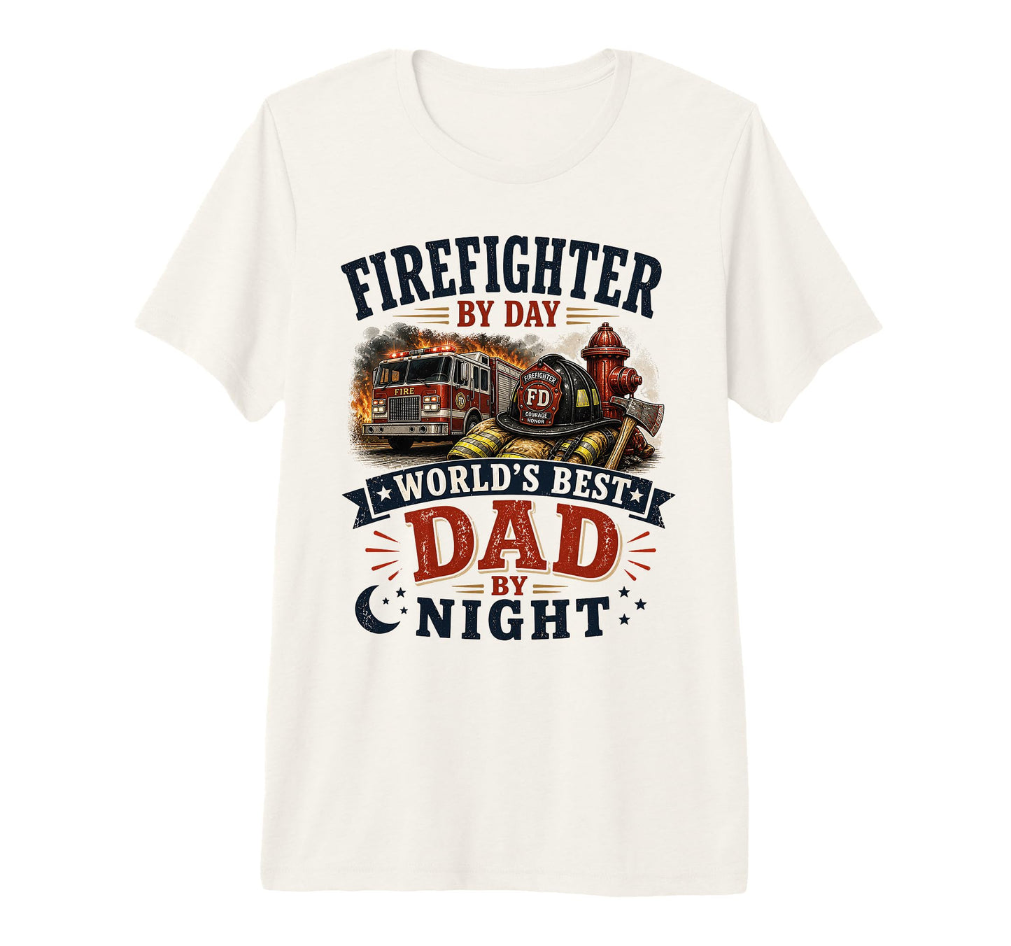 Mens Firefighter Day Worlds Best Dad T-Shirt - Minimalist Print Men Women - T-Shirt, Sweatshirt, Hoodie