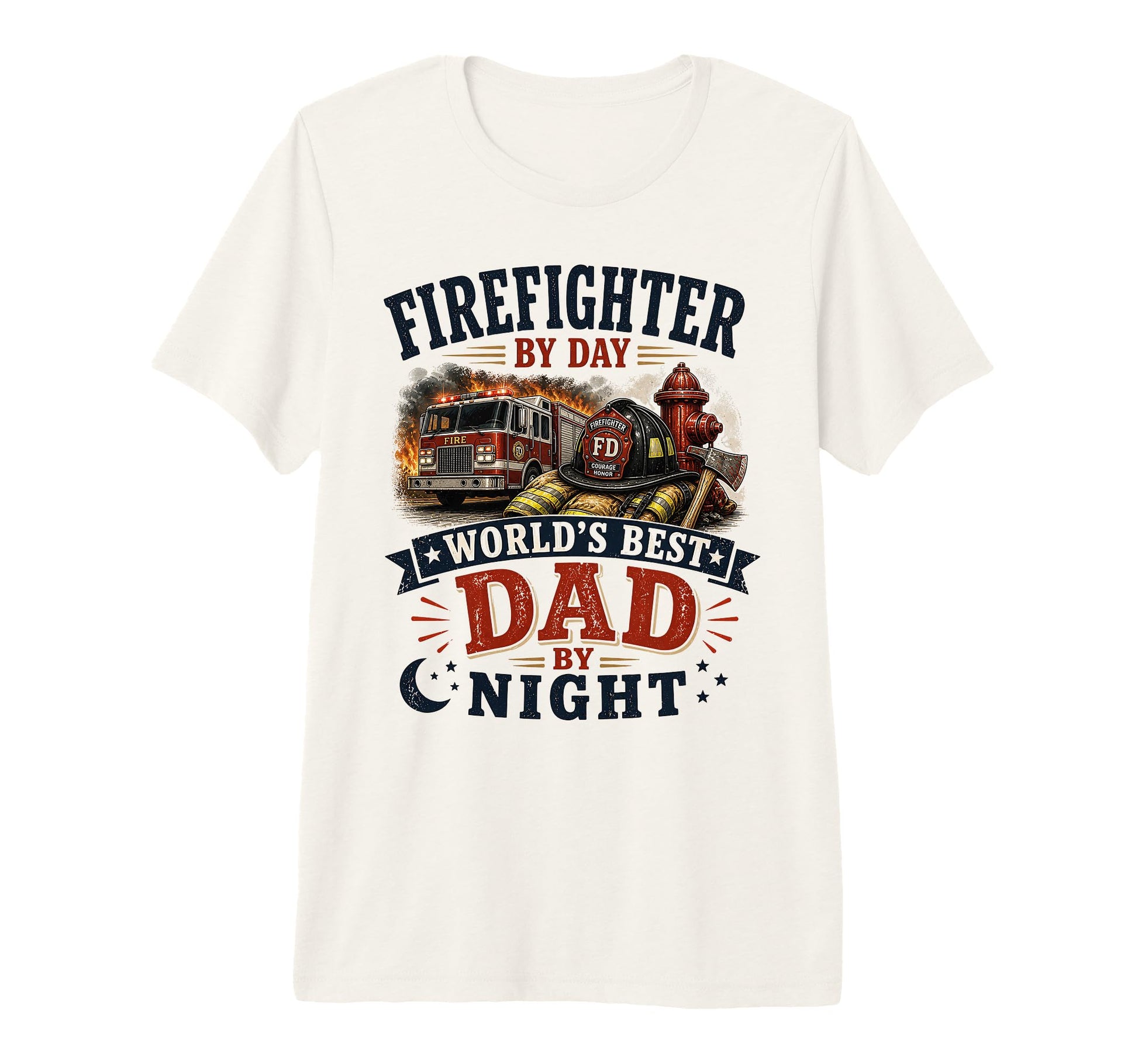 Mens Firefighter Day Worlds Best Dad T-Shirt - Minimalist Print Men Women - T-Shirt, Sweatshirt, Hoodie