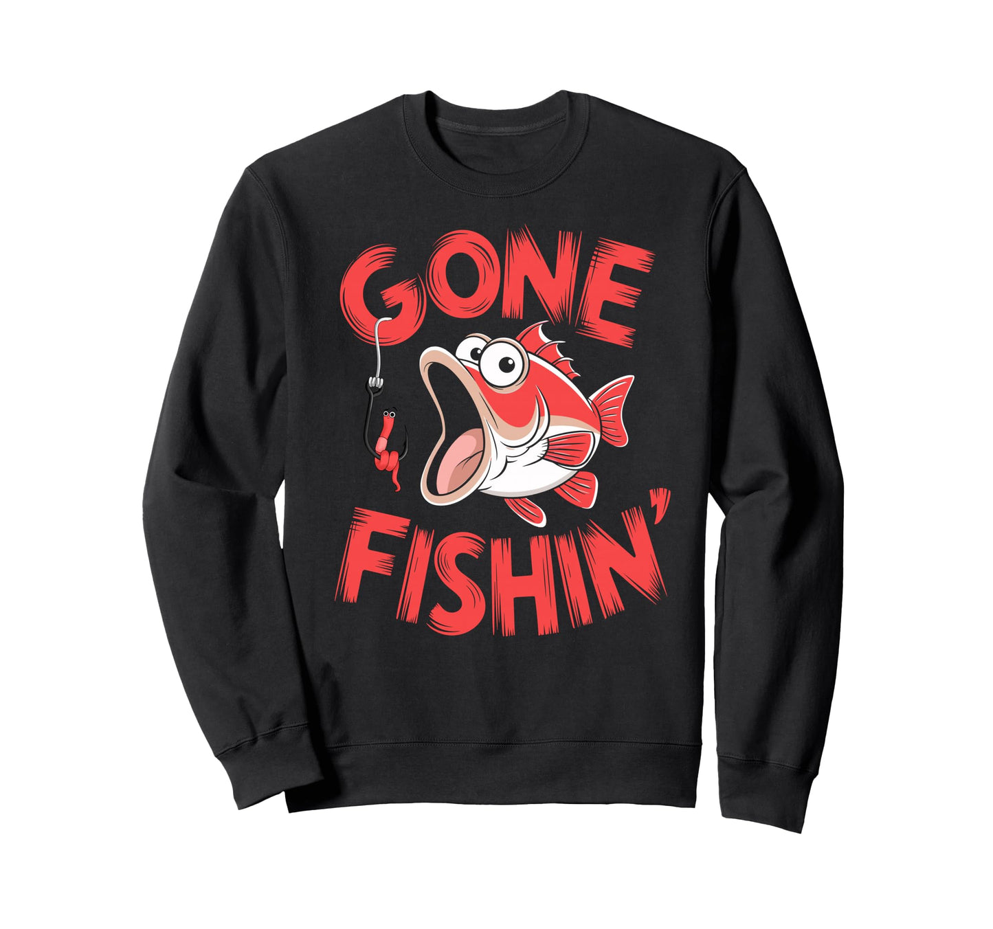 Bass Fisherman Gone Fishin Bass Sweatshirt - Custom Art Print Men Women - T-Shirt, Sweatshirt, Hoodie