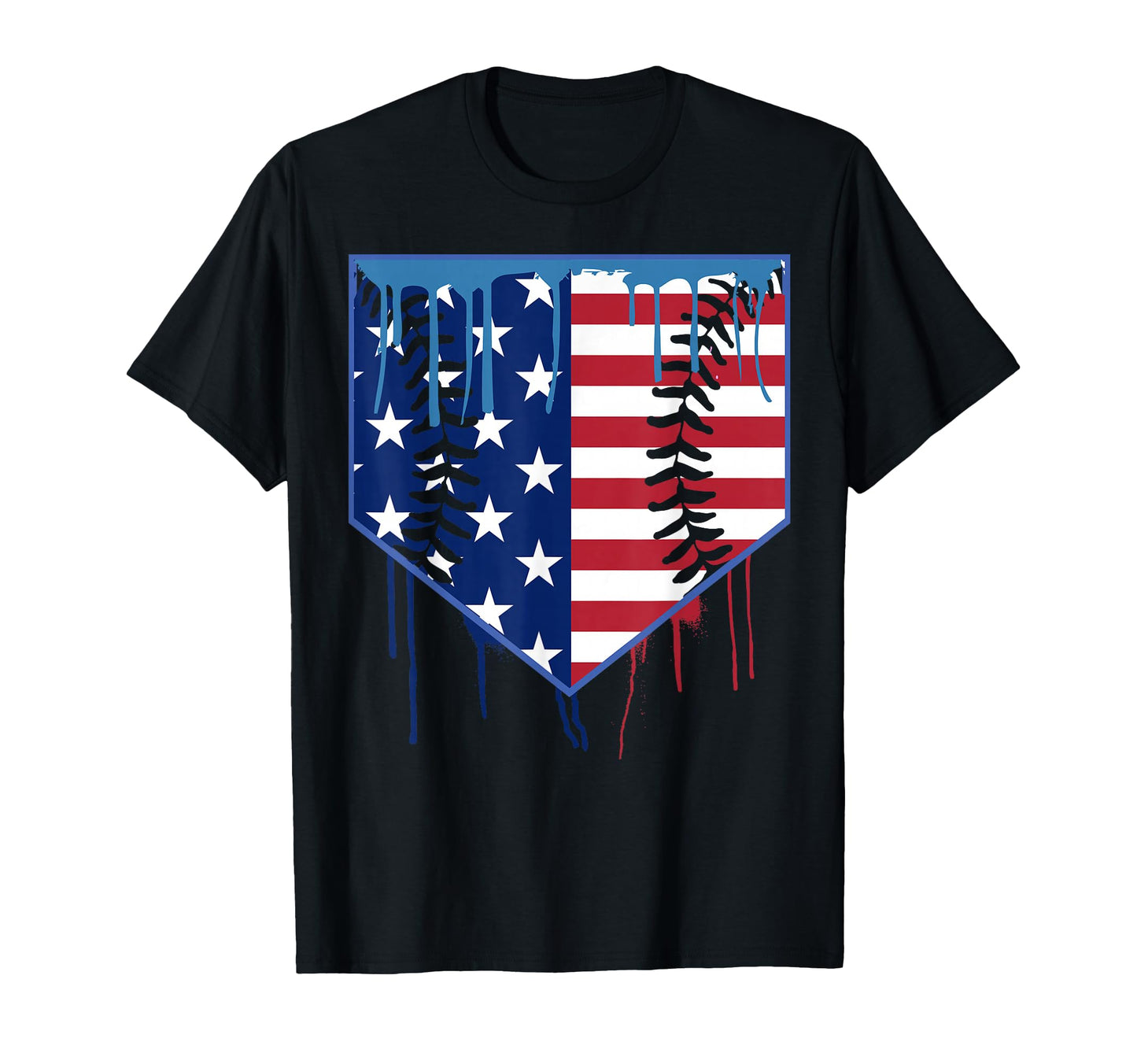 Baseball Drip Ice Cream Patriotic T-Shirt - Custom Art Print for Adults - T-Shirt, Sweatshirt, Hoodie