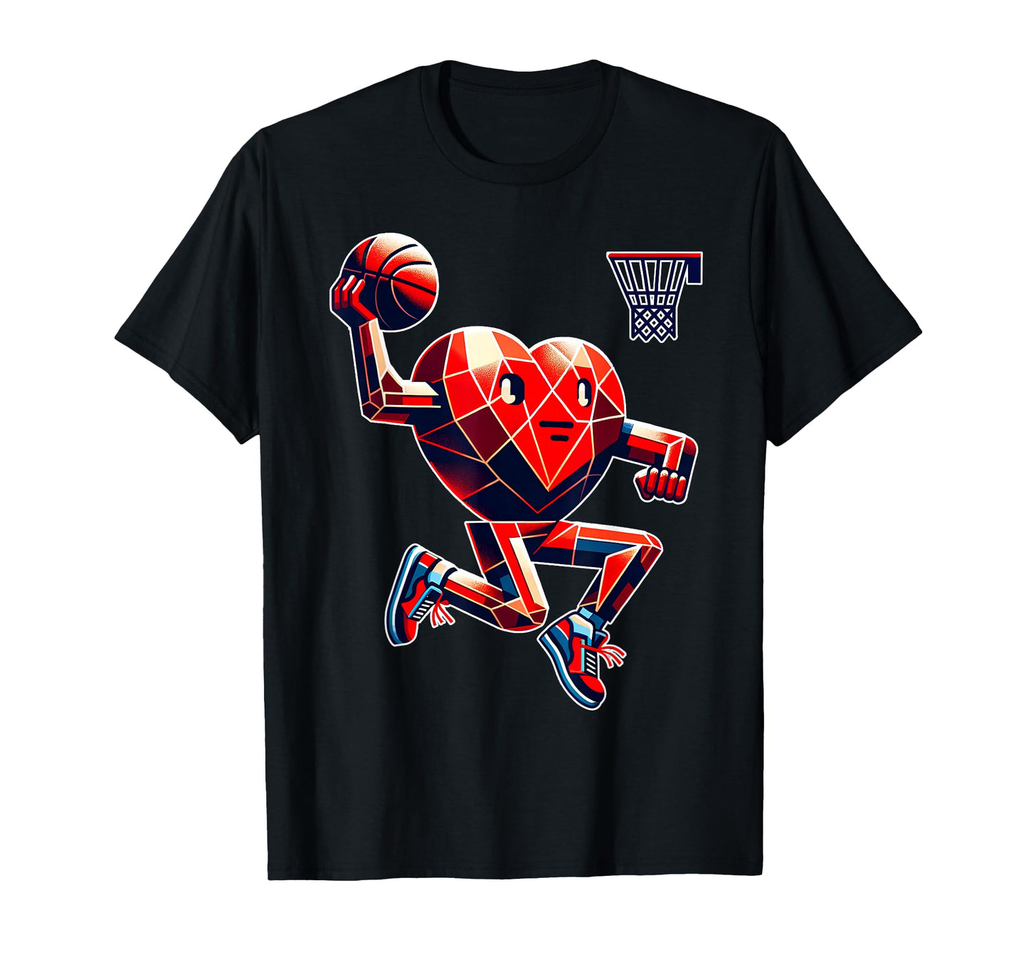 Valentines Day Heart Basketball T-Shirt - Streetwear Style for Adults - T-Shirt, Sweatshirt, Hoodie