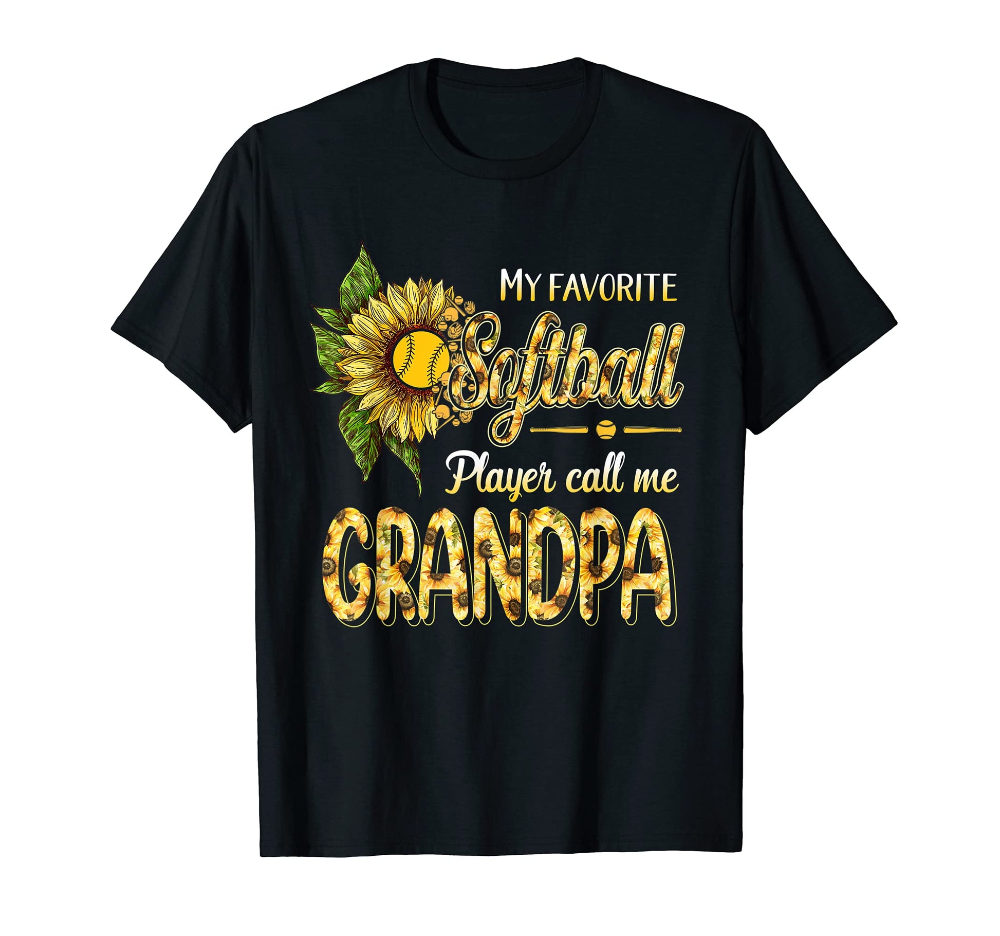 Softball Baseball Sunflower Fathers T-Shirt - Custom Art Print for Adults - T-Shirt, Sweatshirt, Hoodie