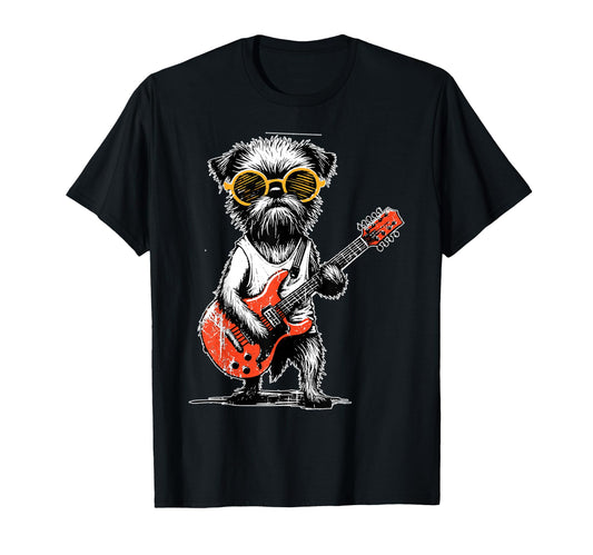 Brussels Griffon Playing Guitar T-Shirt - Casual Everyday Wear for Adults - T-Shirt, Sweatshirt, Hoodie