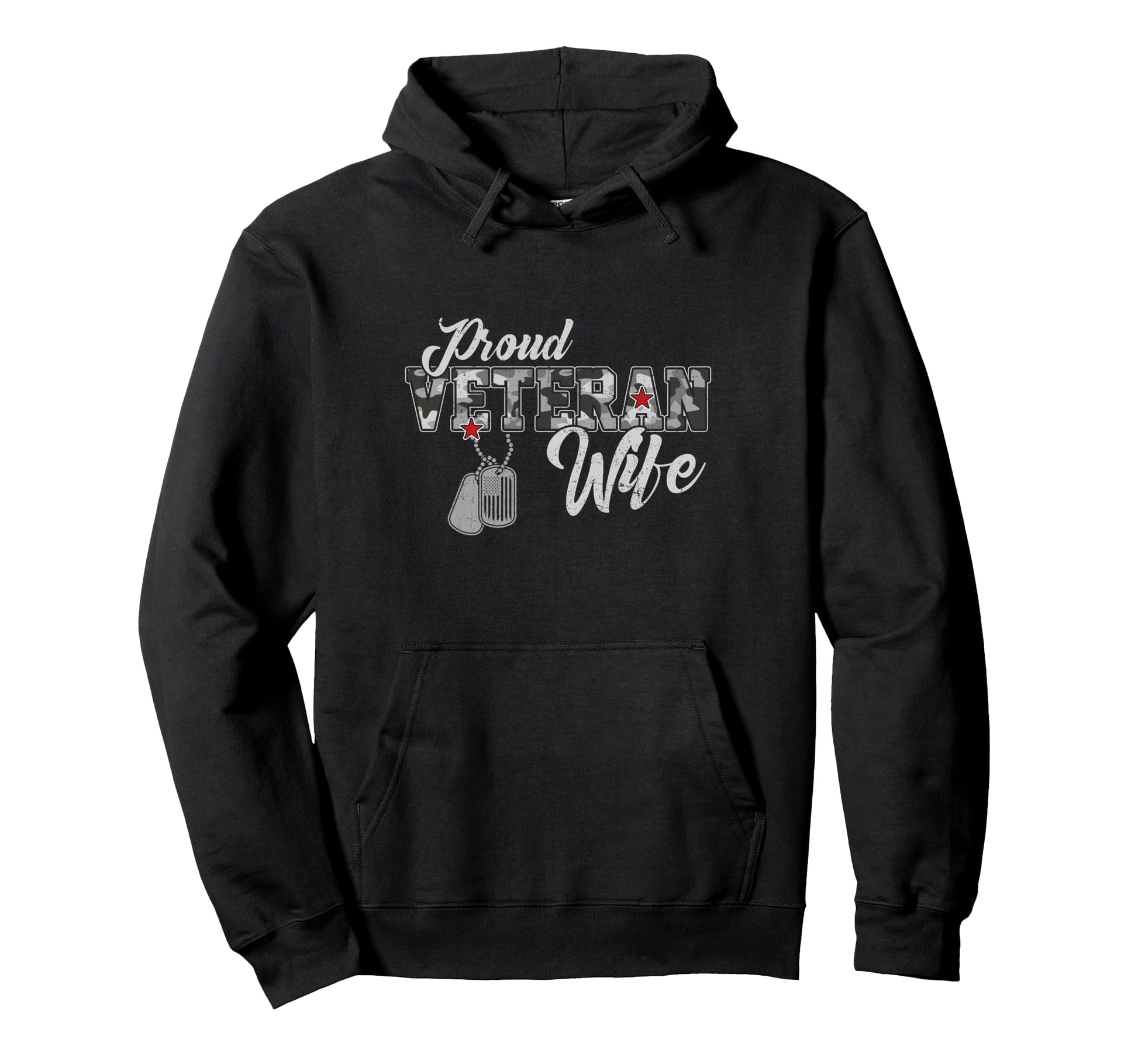 Proud Veteran Wife Camouflage Flag Hoodie - Aesthetic Graphic for Adults - T-Shirt, Sweatshirt, Hoodie