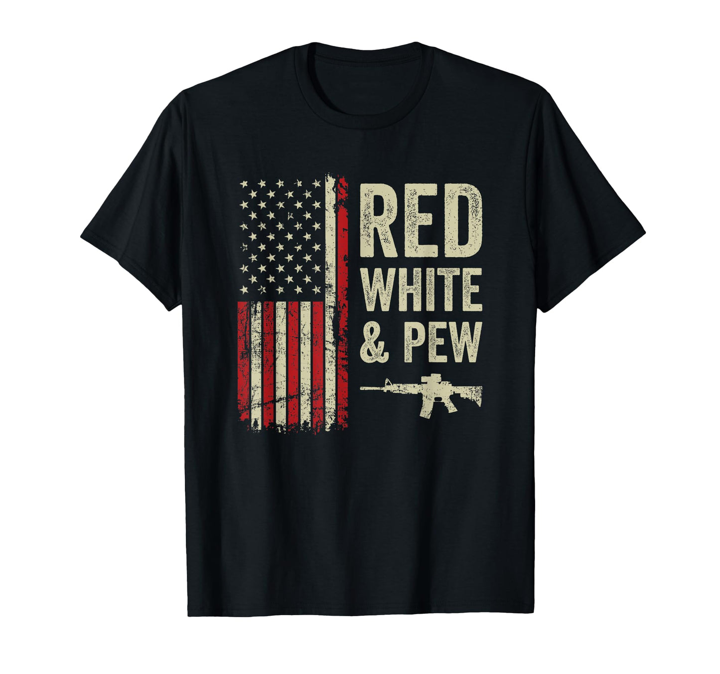 Red White And Pew Usa Flag Pro Guns 4Th T-Shirt - Graphic Print Unisex - T-Shirt, Sweatshirt, Hoodie