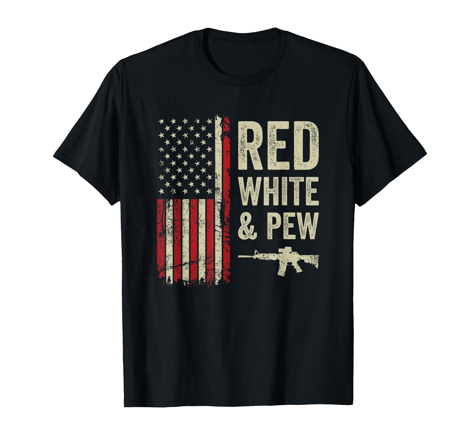 Red White And Pew Usa Flag Pro Guns 4Th T-Shirt - Graphic Print Unisex - T-Shirt, Sweatshirt, Hoodie