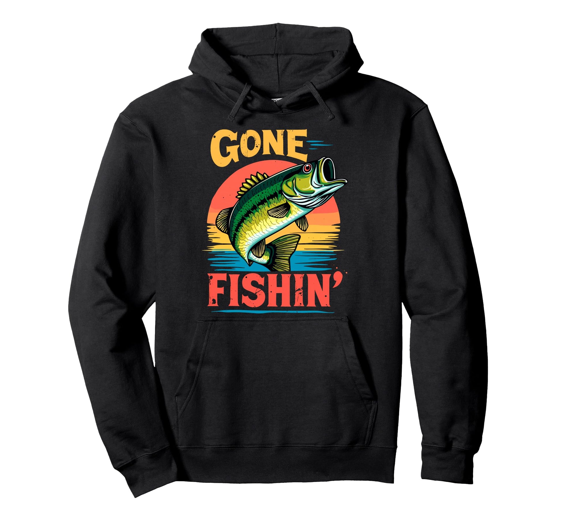 Bass Fisherman Gone Fishin Bass Hoodie - Minimalist Print Men Women - T-Shirt, Sweatshirt, Hoodie