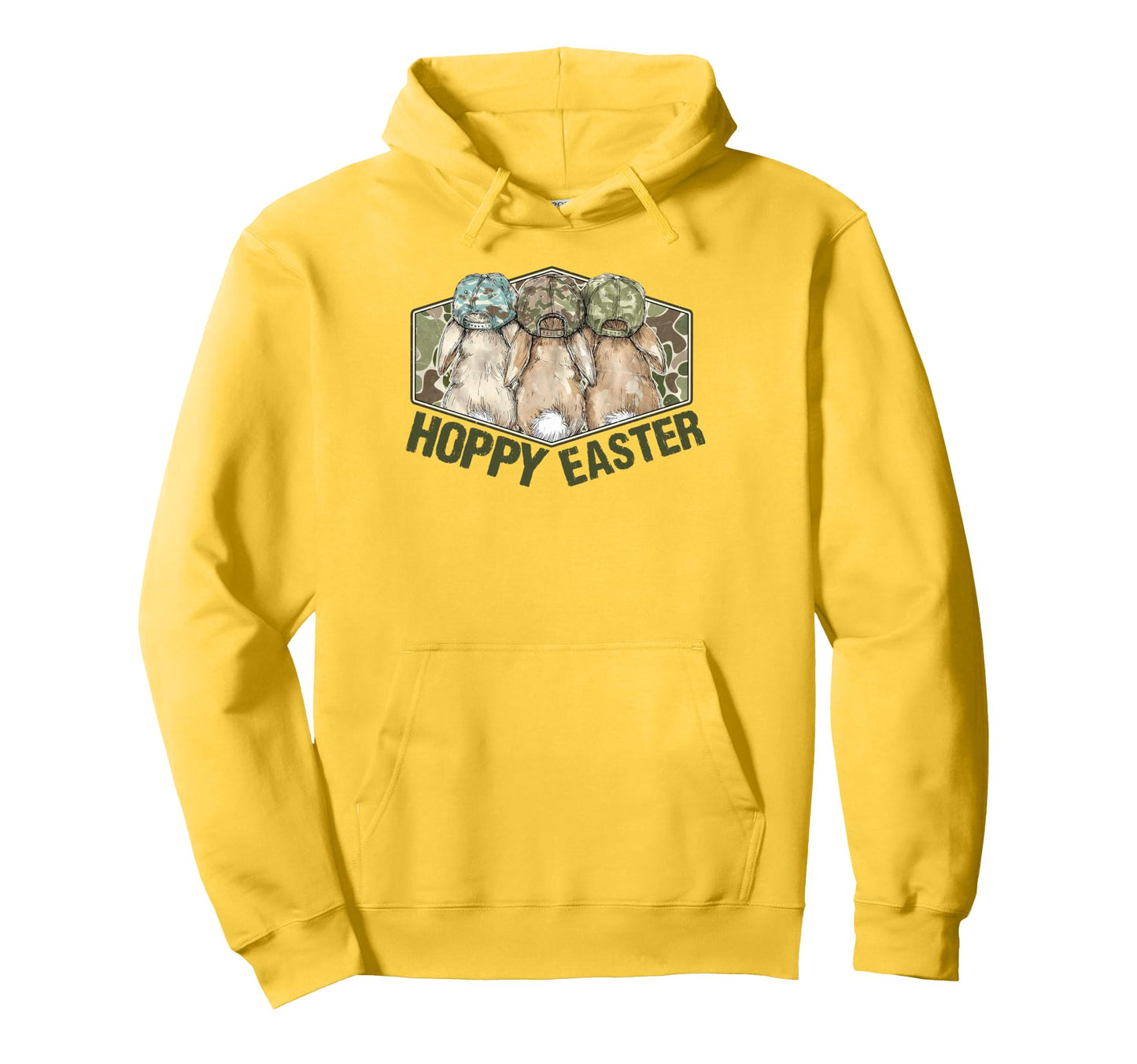 Hoppy Easter Camo Bunnies Funny Rabbit Hoodie - Minimalist Print Men Women - T-Shirt, Sweatshirt, Hoodie
