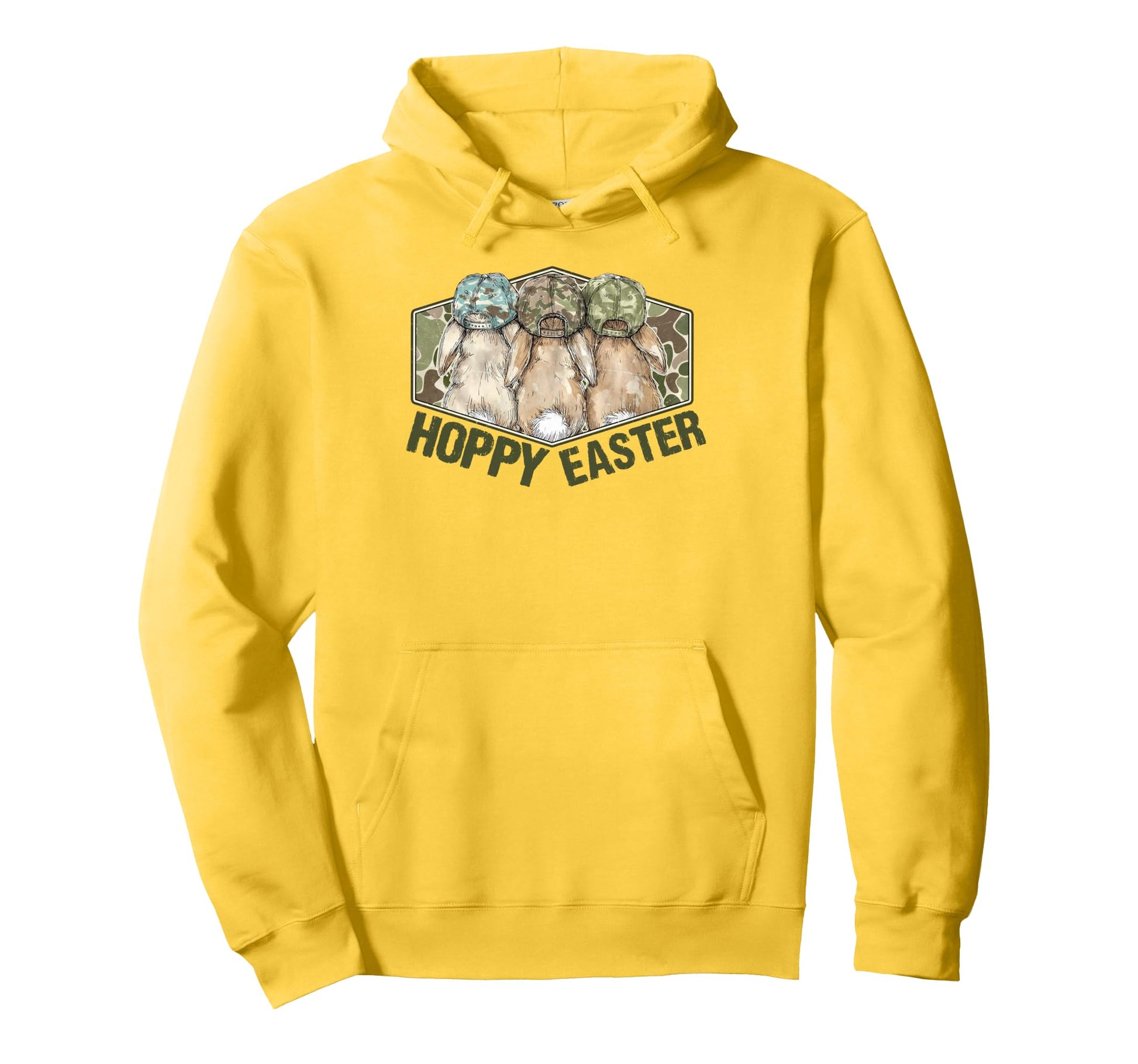 Hoppy Easter Camo Bunnies Funny Rabbit Hoodie - Minimalist Print Men Women - T-Shirt, Sweatshirt, Hoodie