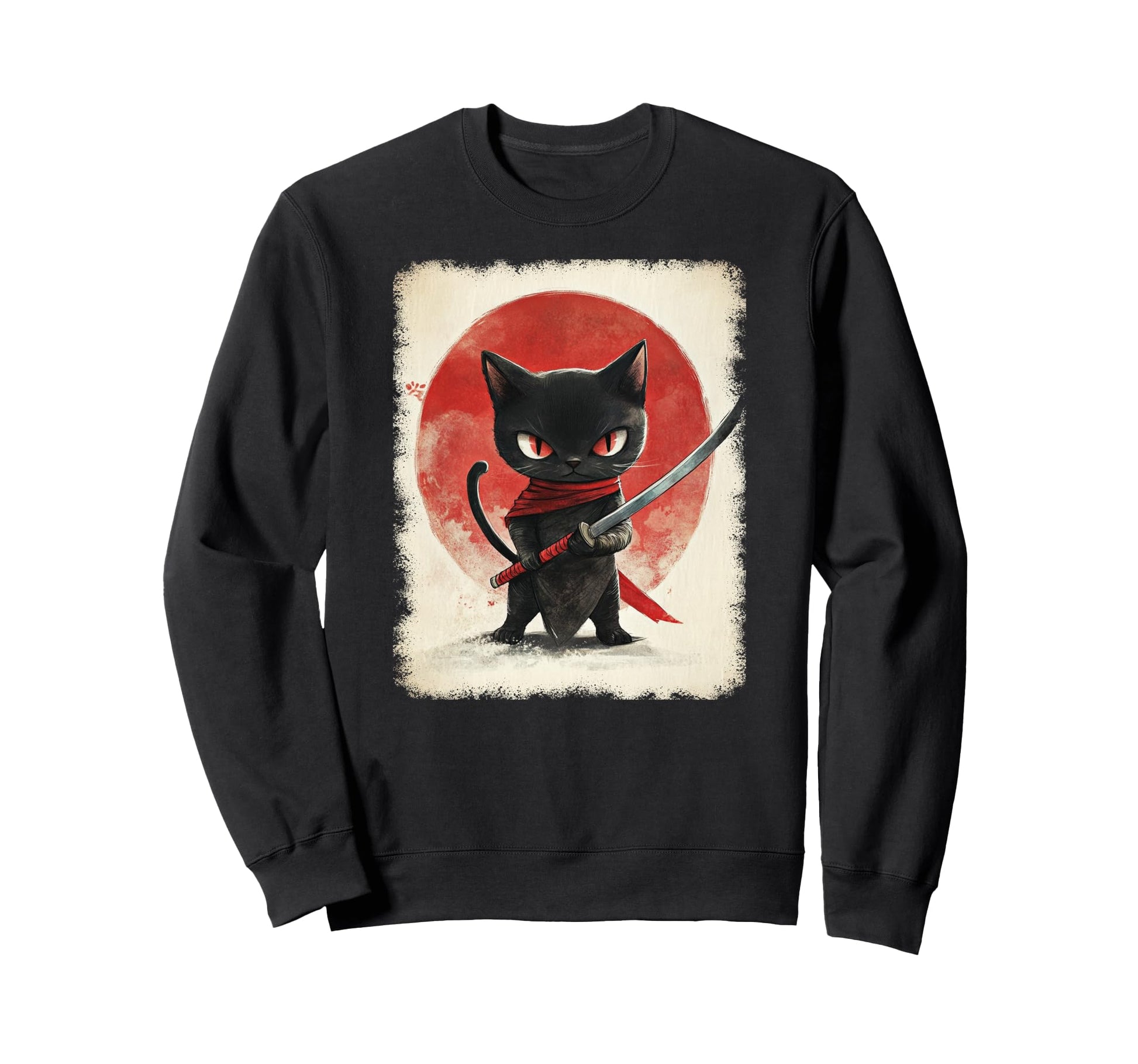 Japanese Samurai Kitten Kawaii Ninja Sweatshirt - Streetwear Style Unisex - T-Shirt, Sweatshirt, Hoodie