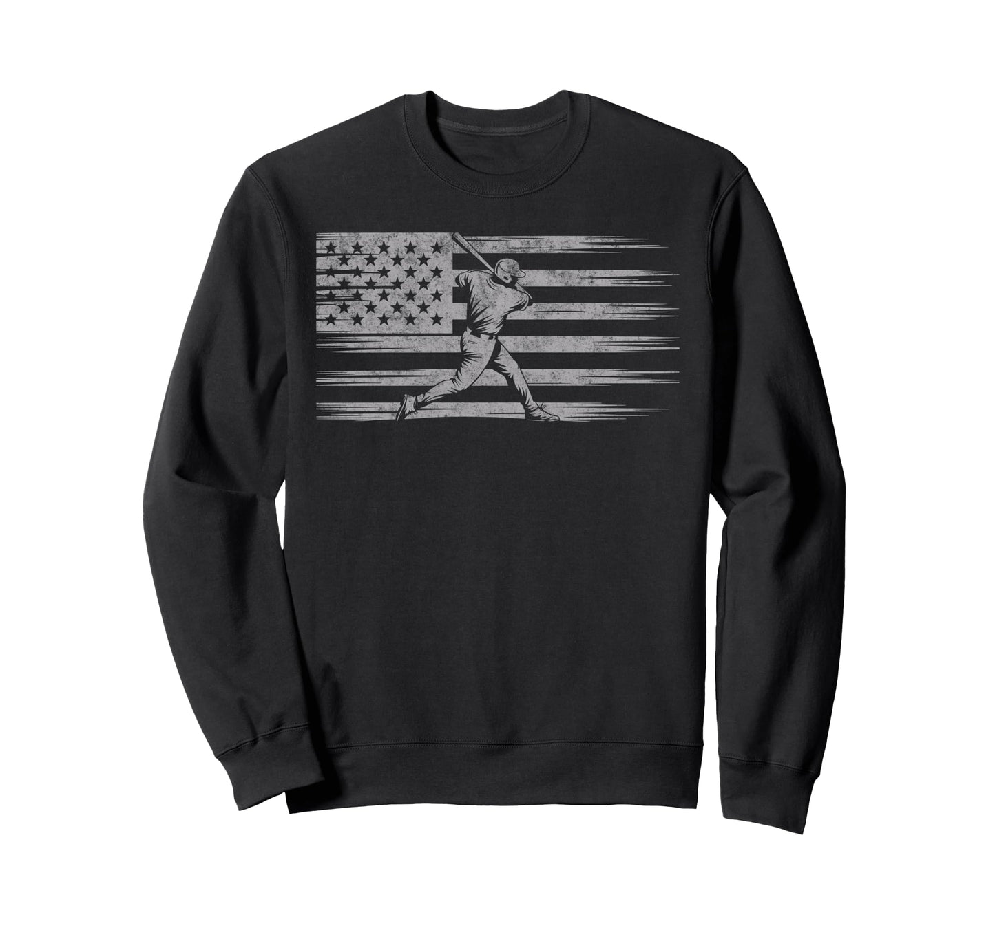Baseball Us Flag Baseball Lover Dad Sweatshirt - Unique Graphic Men Women - T-Shirt, Sweatshirt, Hoodie