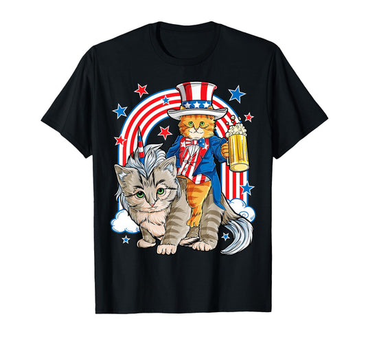 Cat 4Th July Caticorn Unicorn Meowica T-Shirt - Custom Art Print Unisex - T-Shirt, Sweatshirt, Hoodie