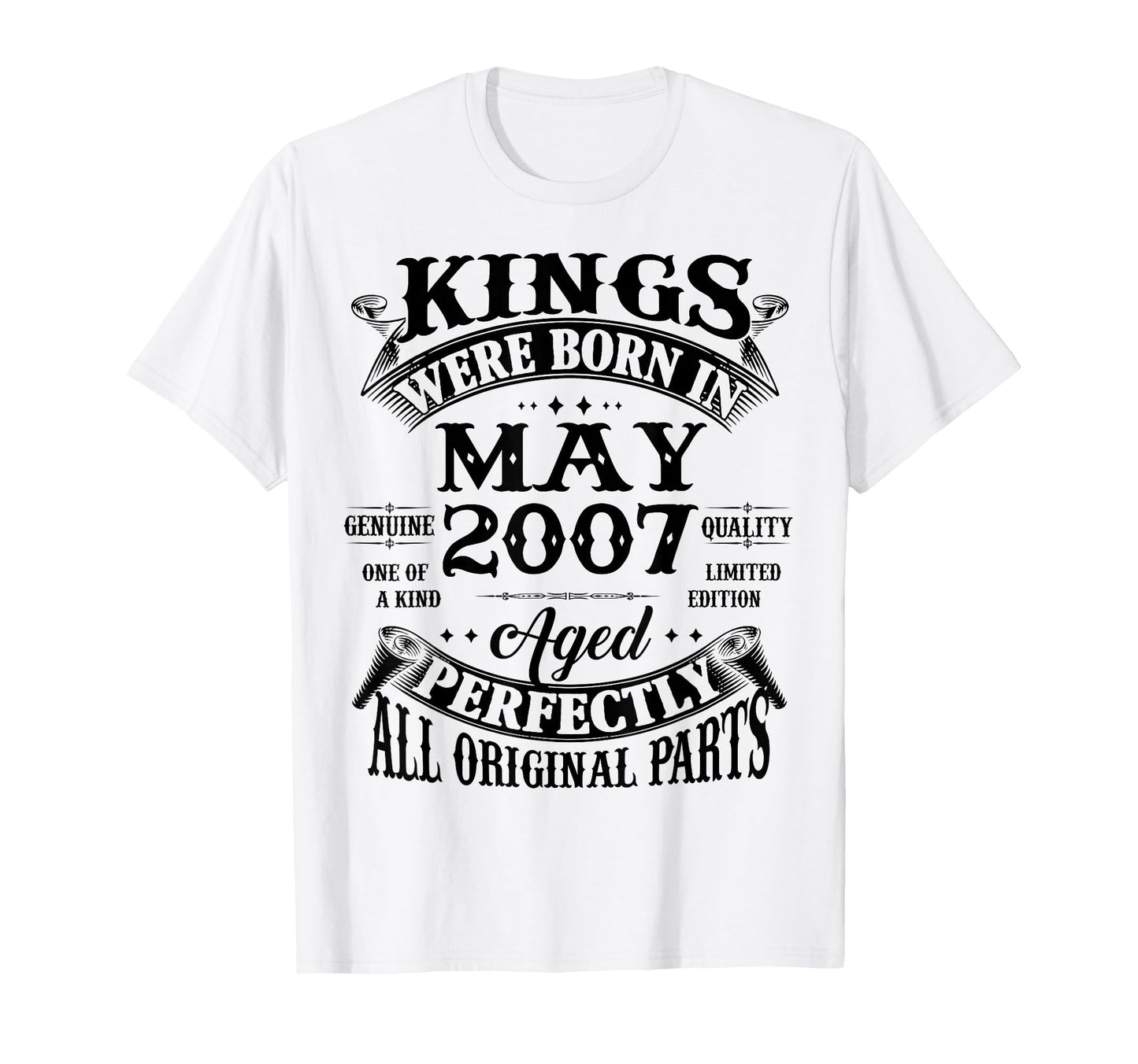 19Th Birthday Gift Kings Born May 2007 T-Shirt - Trendy Graphic for Adults - T-Shirt, Sweatshirt, Hoodie