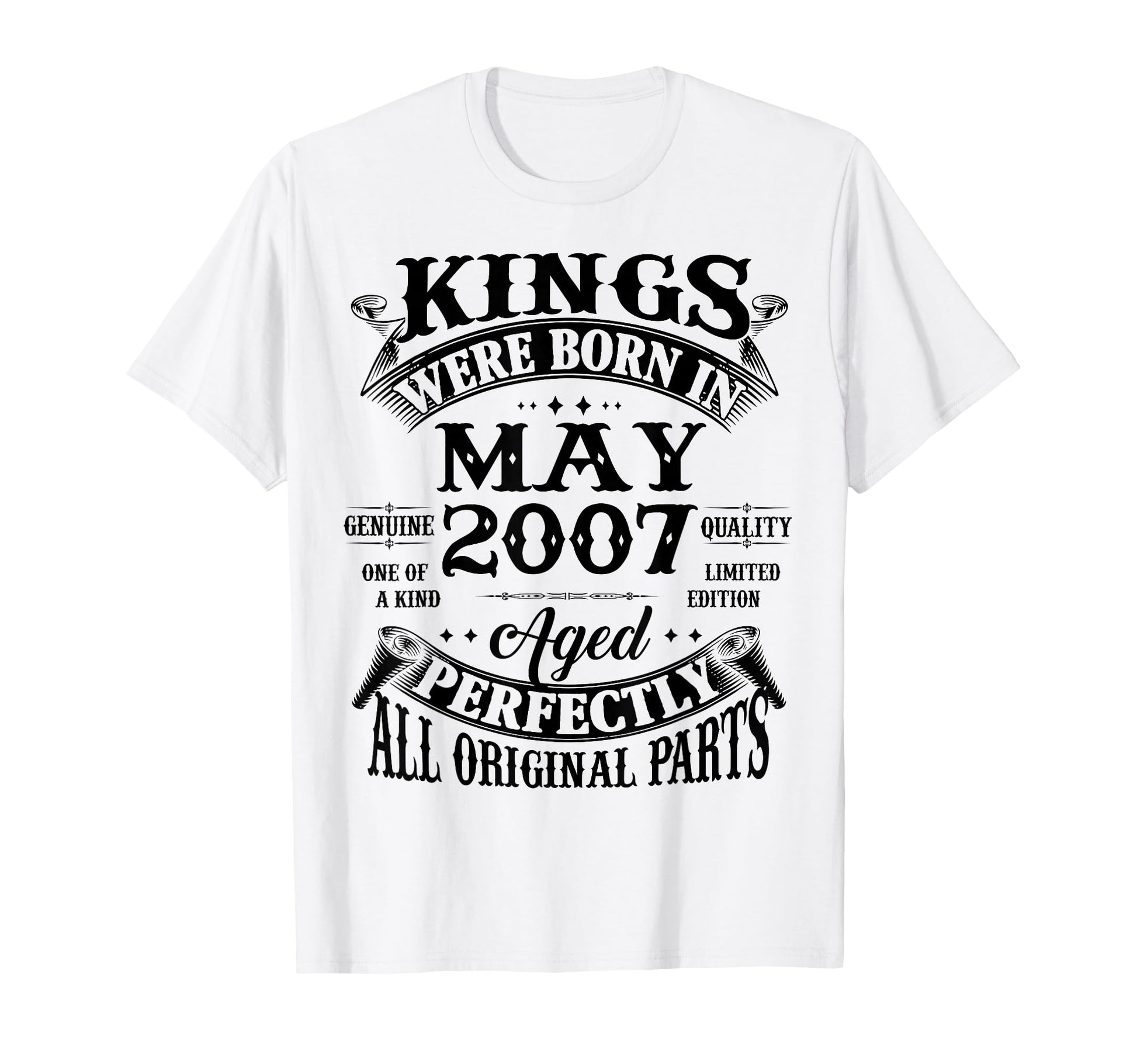 19Th Birthday Gift Kings Born May 2007 T-Shirt - Trendy Graphic for Adults - T-Shirt, Sweatshirt, Hoodie