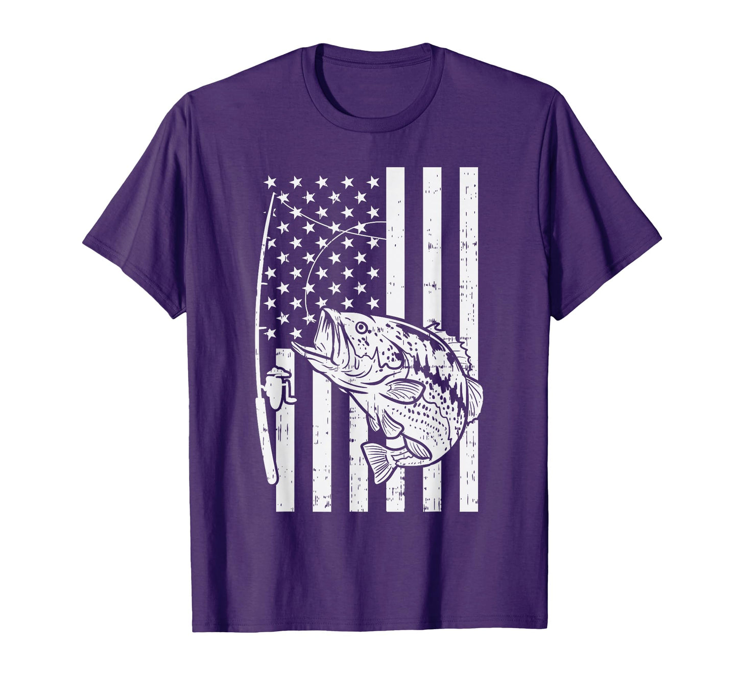 American Flag Bass Fishing Patriotic T-Shirt - Custom Art Print Unisex - T-Shirt, Sweatshirt, Hoodie