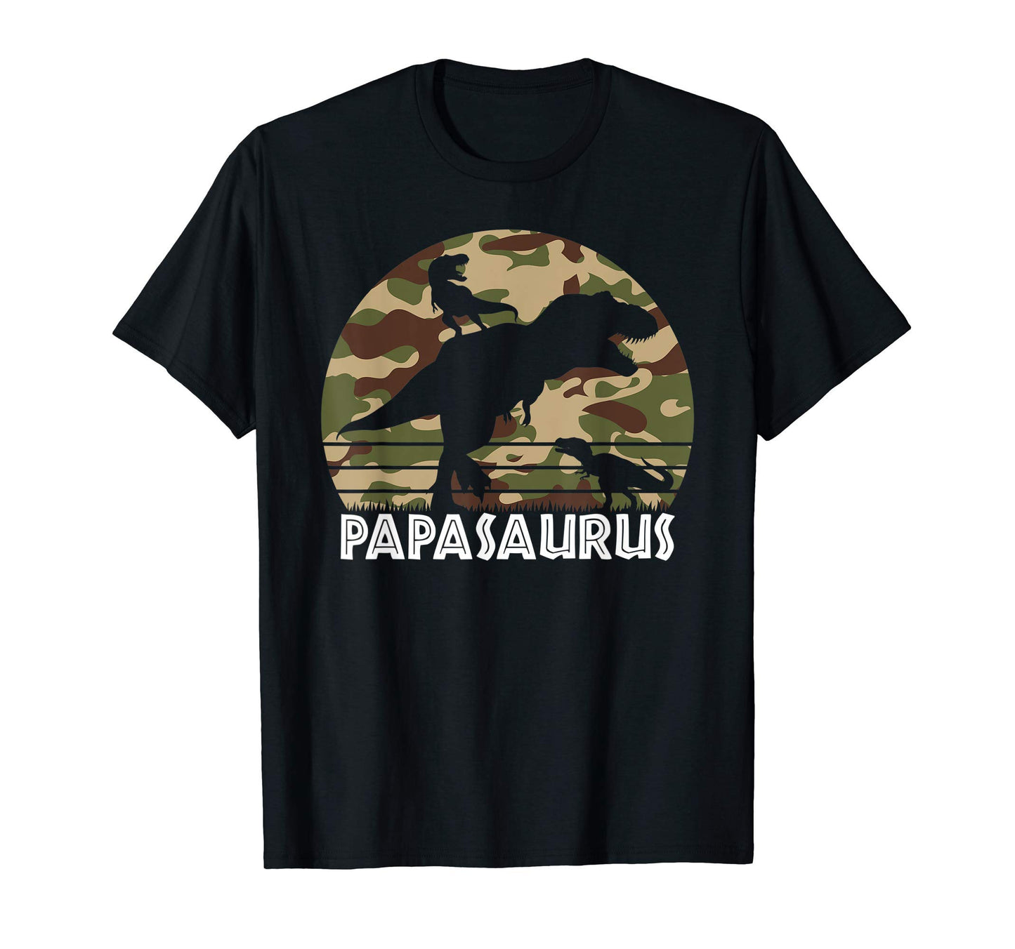 Papasaurus Camo Dinosaur Dad 2 Fathers T-Shirt - Minimalist Print Unisex - T-Shirt, Sweatshirt, Hoodie