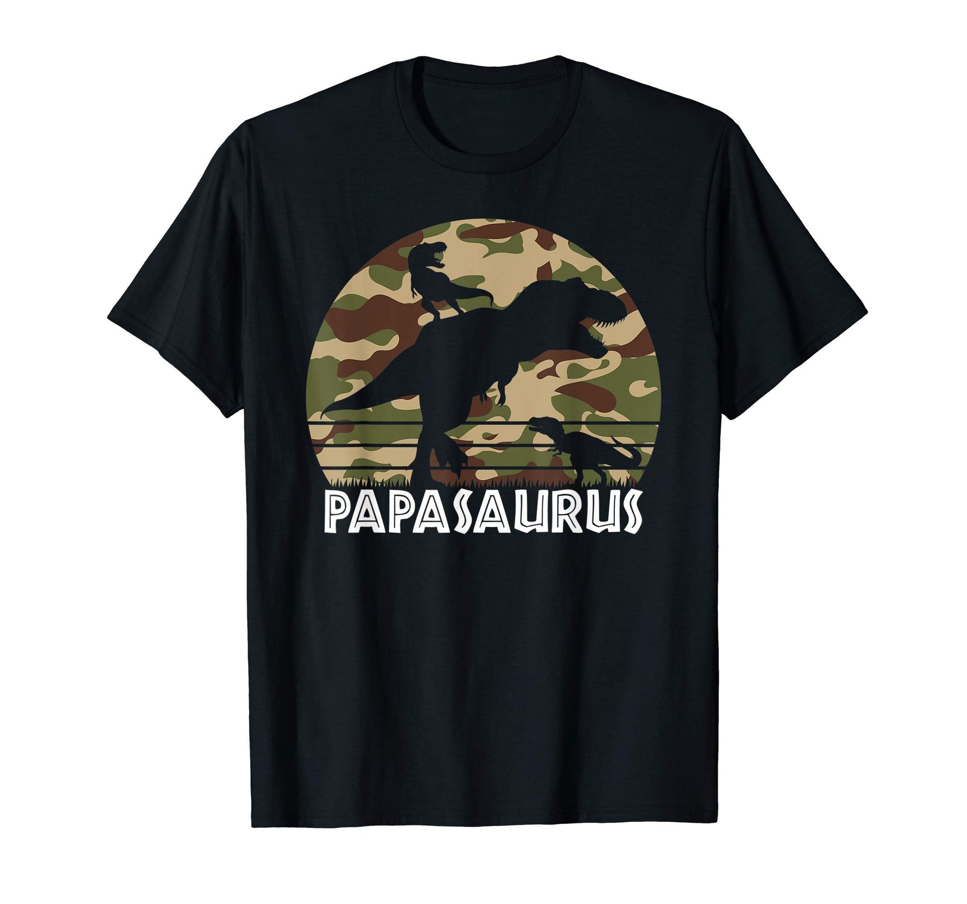 Papasaurus Camo Dinosaur Dad 2 Fathers T-Shirt - Minimalist Print Unisex - T-Shirt, Sweatshirt, Hoodie