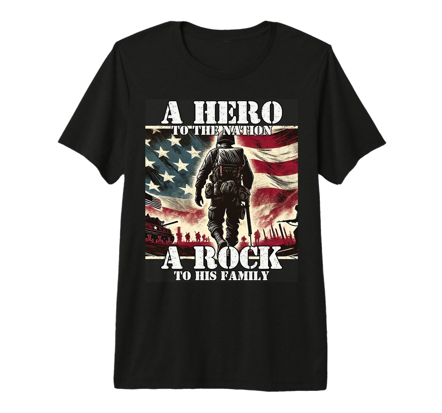 Hero To Nation Rock To His Family T-Shirt - Novelty Apparel for Adults - T-Shirt, Sweatshirt, Hoodie