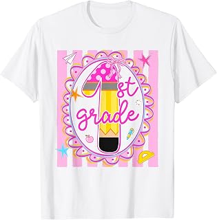 Striped Preppy 1st Grade Back to School Students Kids Girls T-Shirt Unisex T-shirt, Sweatshirt, Hoodie, Long Sleeve Tee - T-Shirt, Sweatshirt, Hoodie